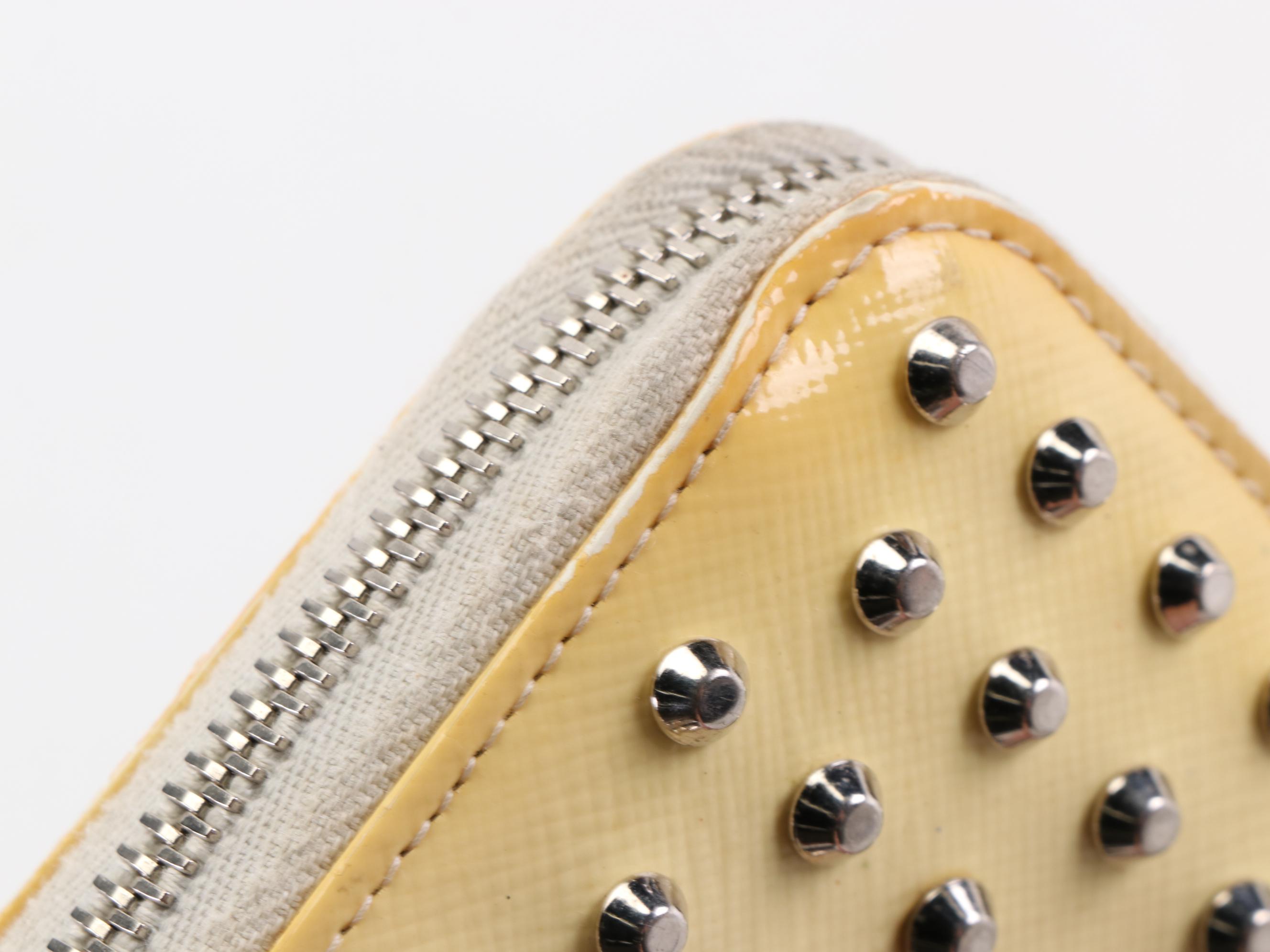 Prada Studded Zippy Wallet 1M0506 in Patent Leather with Box