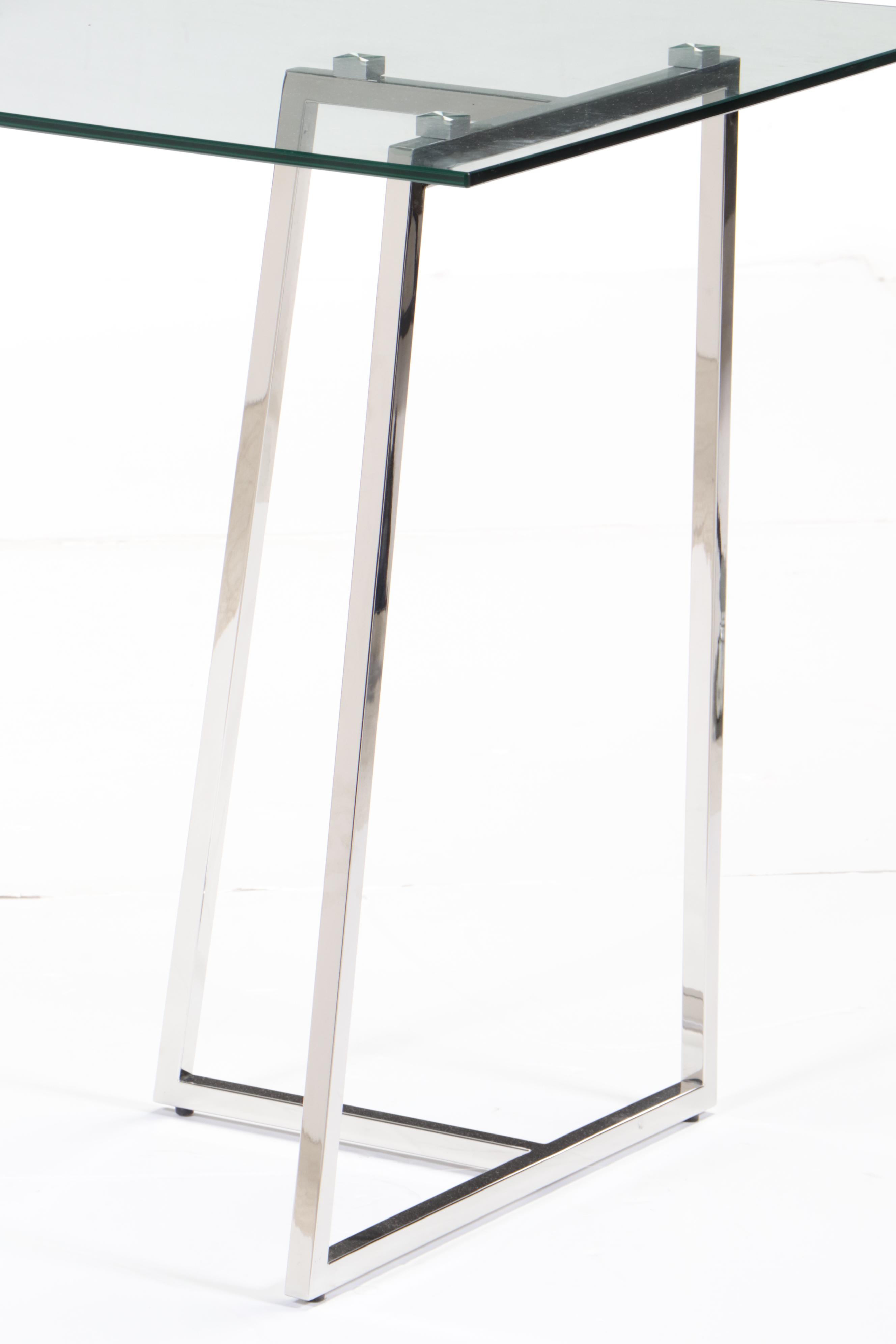 Modernist Style Chrome and Glass Top Writing Table