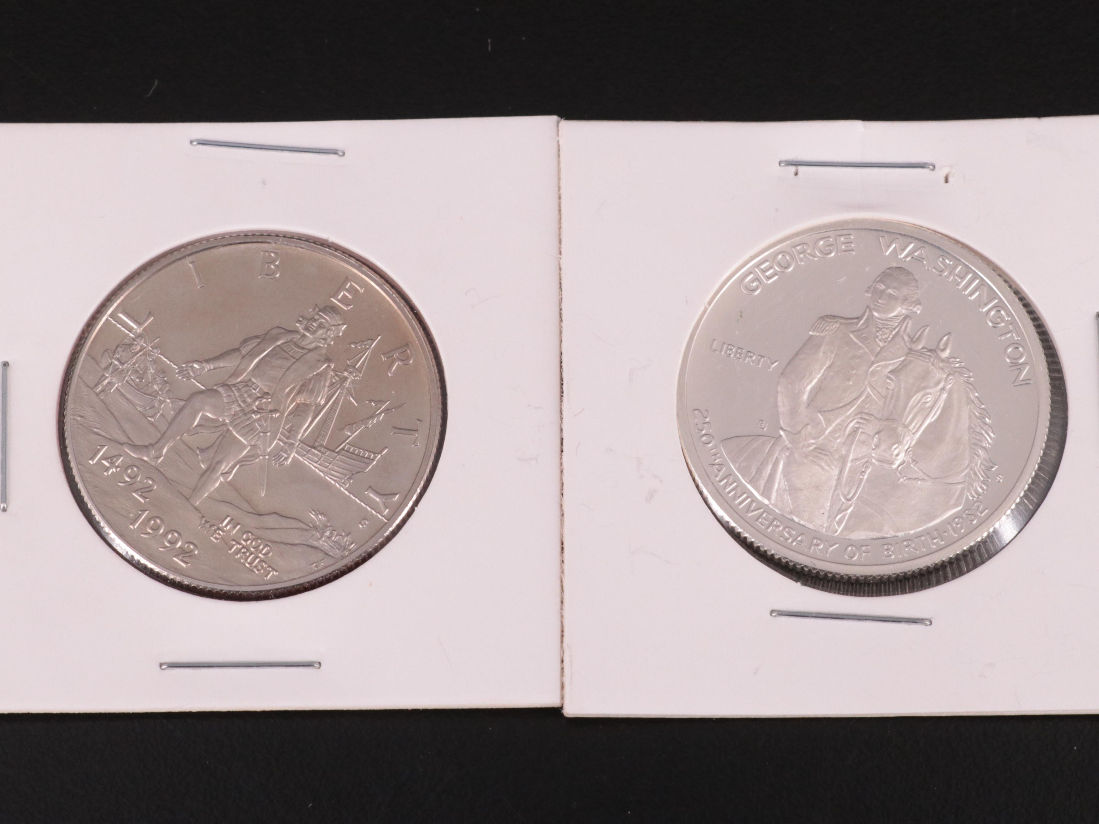 Eight Modern Commemorative Half Dollars, Including Silver