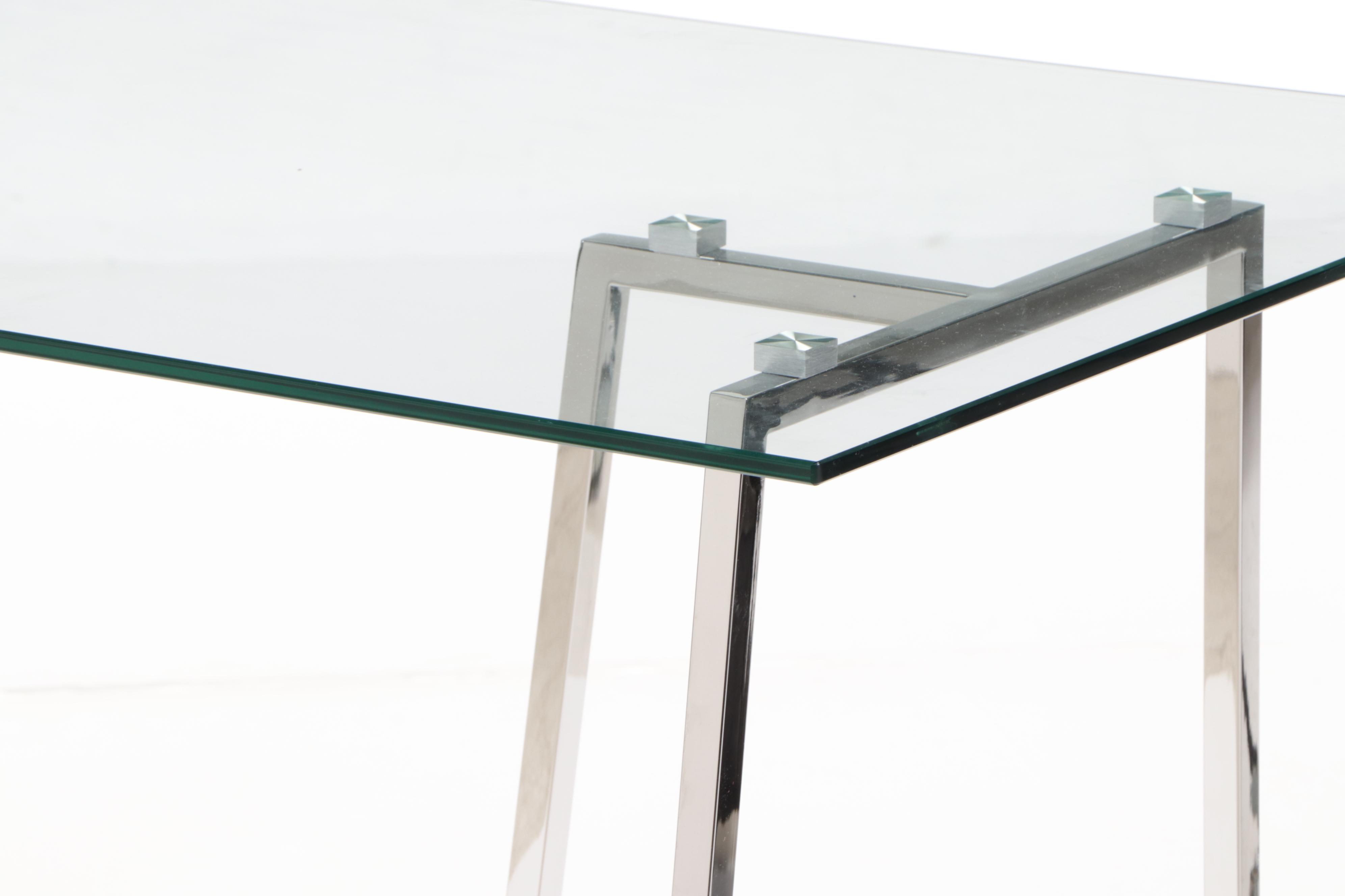 Modernist Style Chrome and Glass Top Writing Table
