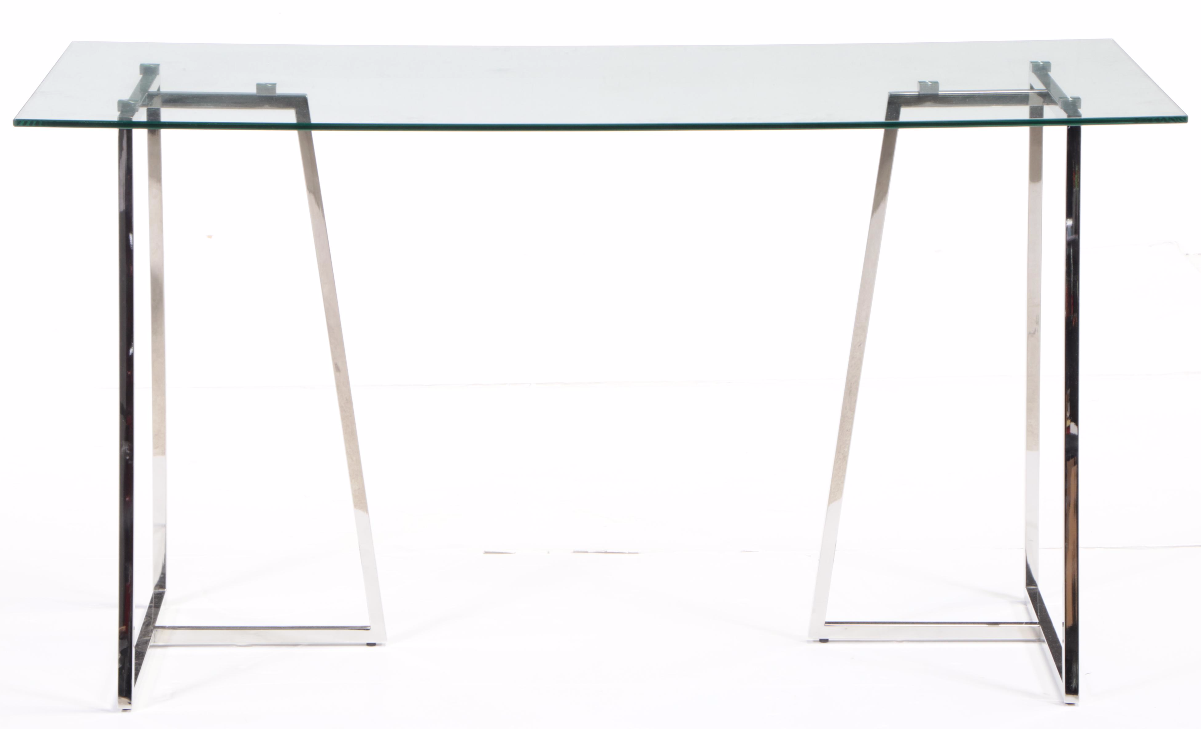 Modernist Style Chrome and Glass Top Writing Table