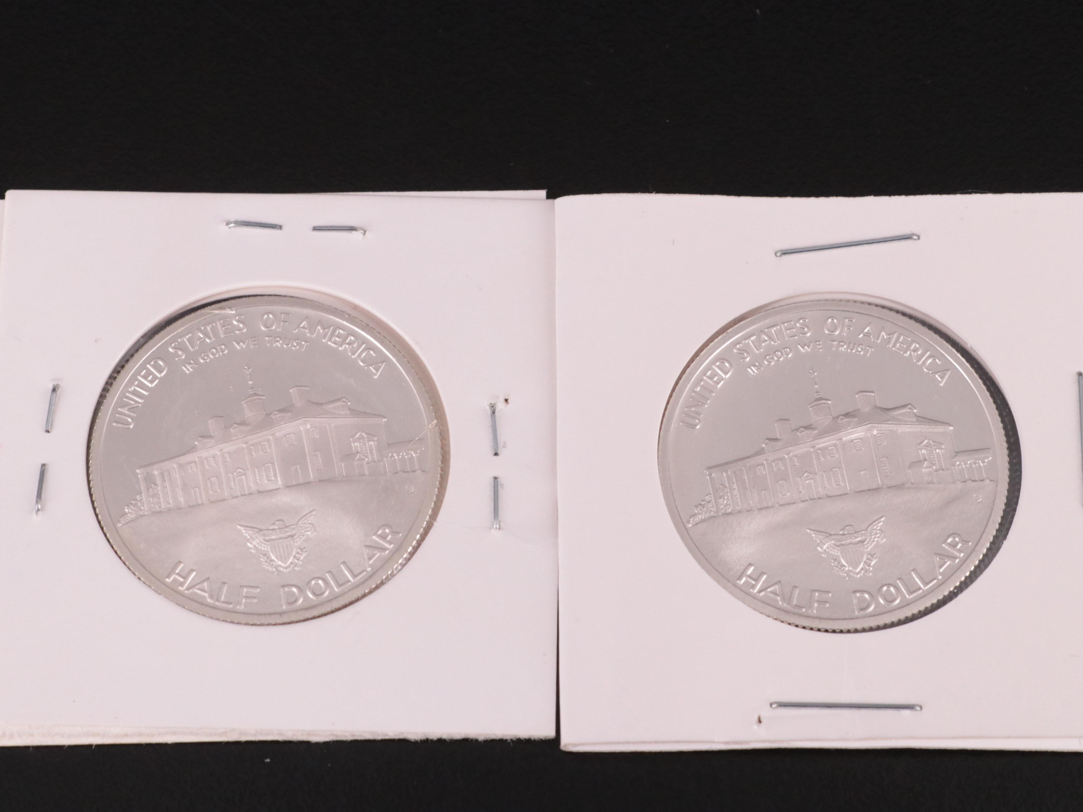 Eight Modern Commemorative Half Dollars, Including Silver