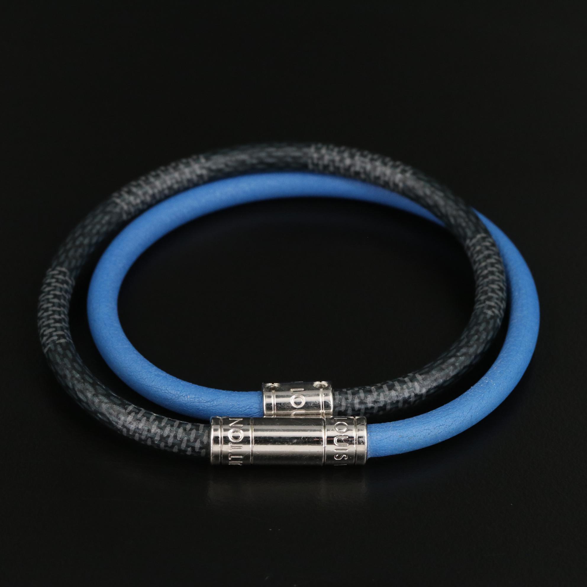 Louis Vuitton Keep It Double Bracelet in Blue/Damier Graphite Coated Canvas
