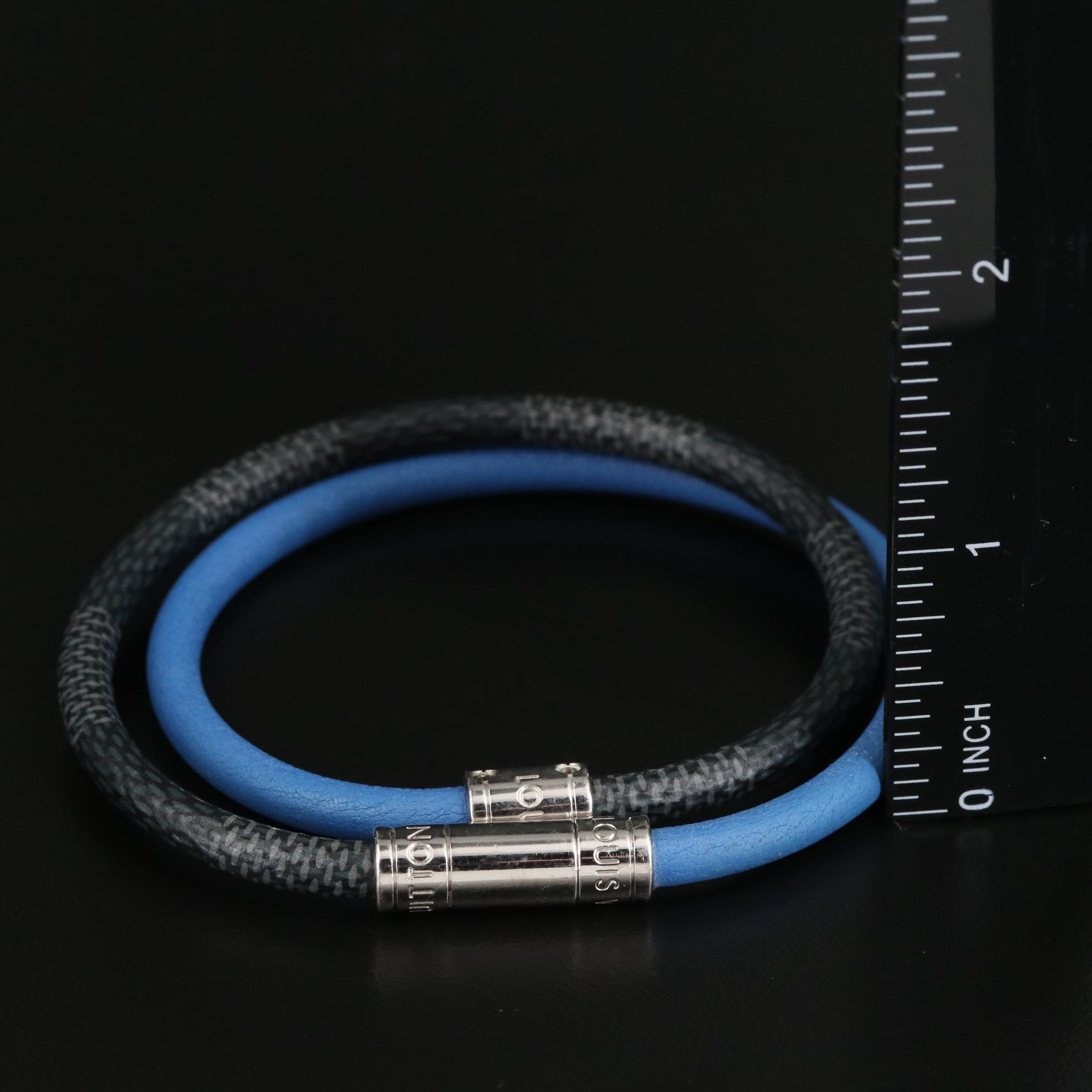Louis Vuitton Keep It Double Bracelet in Blue/Damier Graphite Coated Canvas
