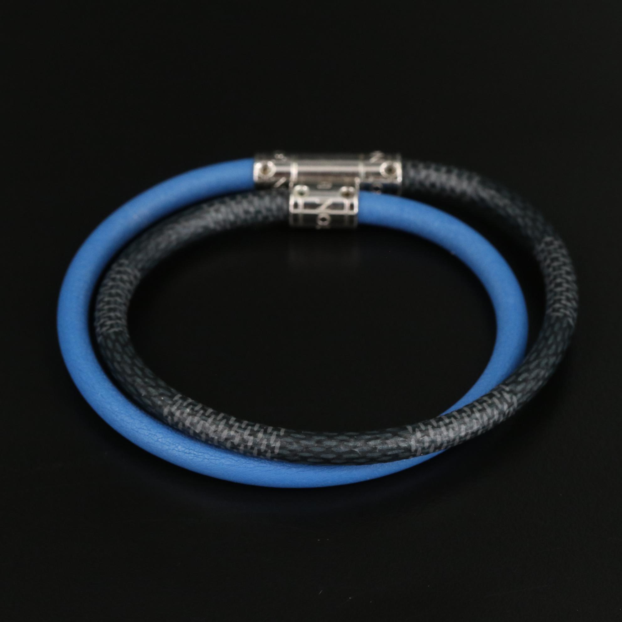 Louis Vuitton Keep It Double Bracelet in Blue/Damier Graphite Coated Canvas