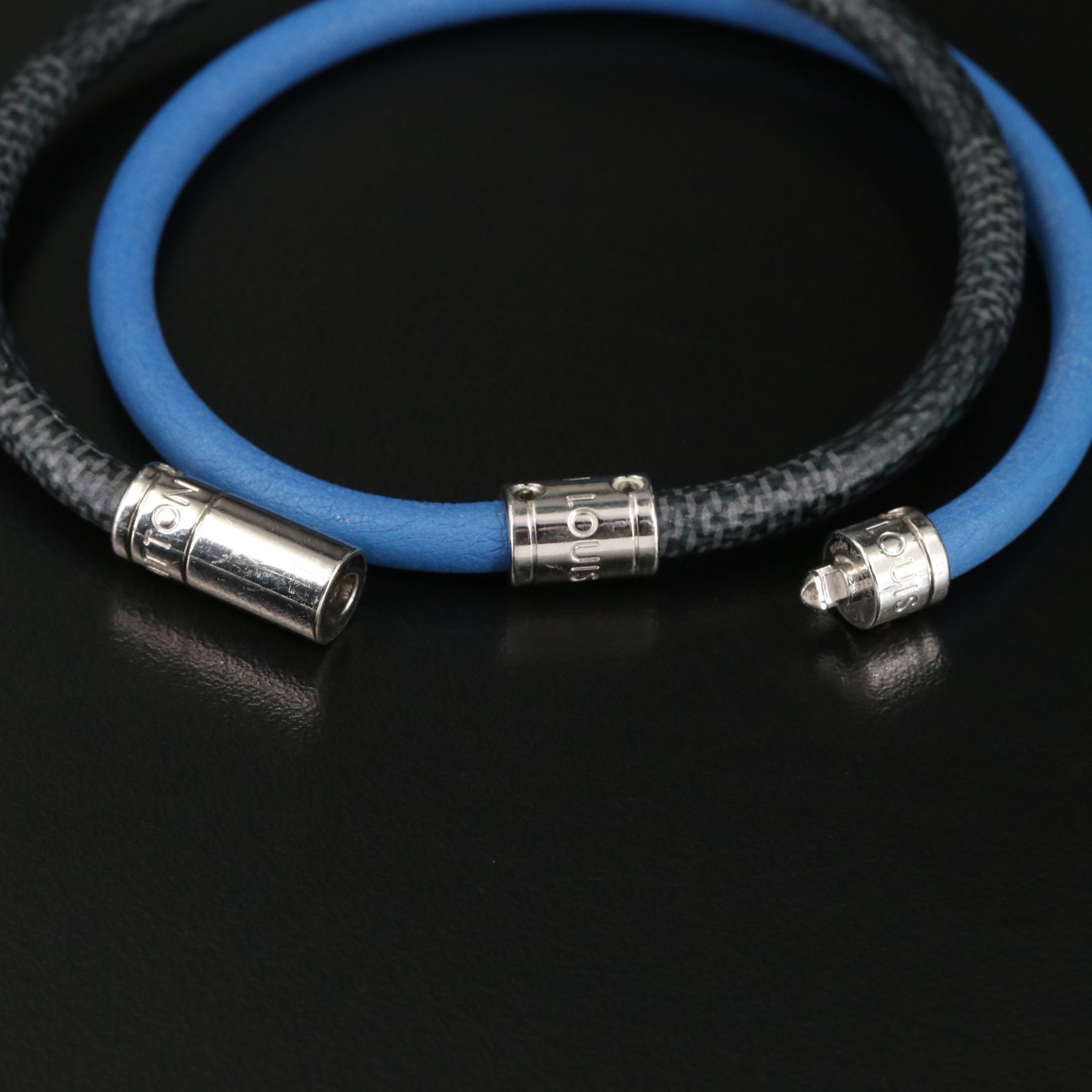 Louis Vuitton Keep It Double Bracelet in Blue/Damier Graphite Coated Canvas