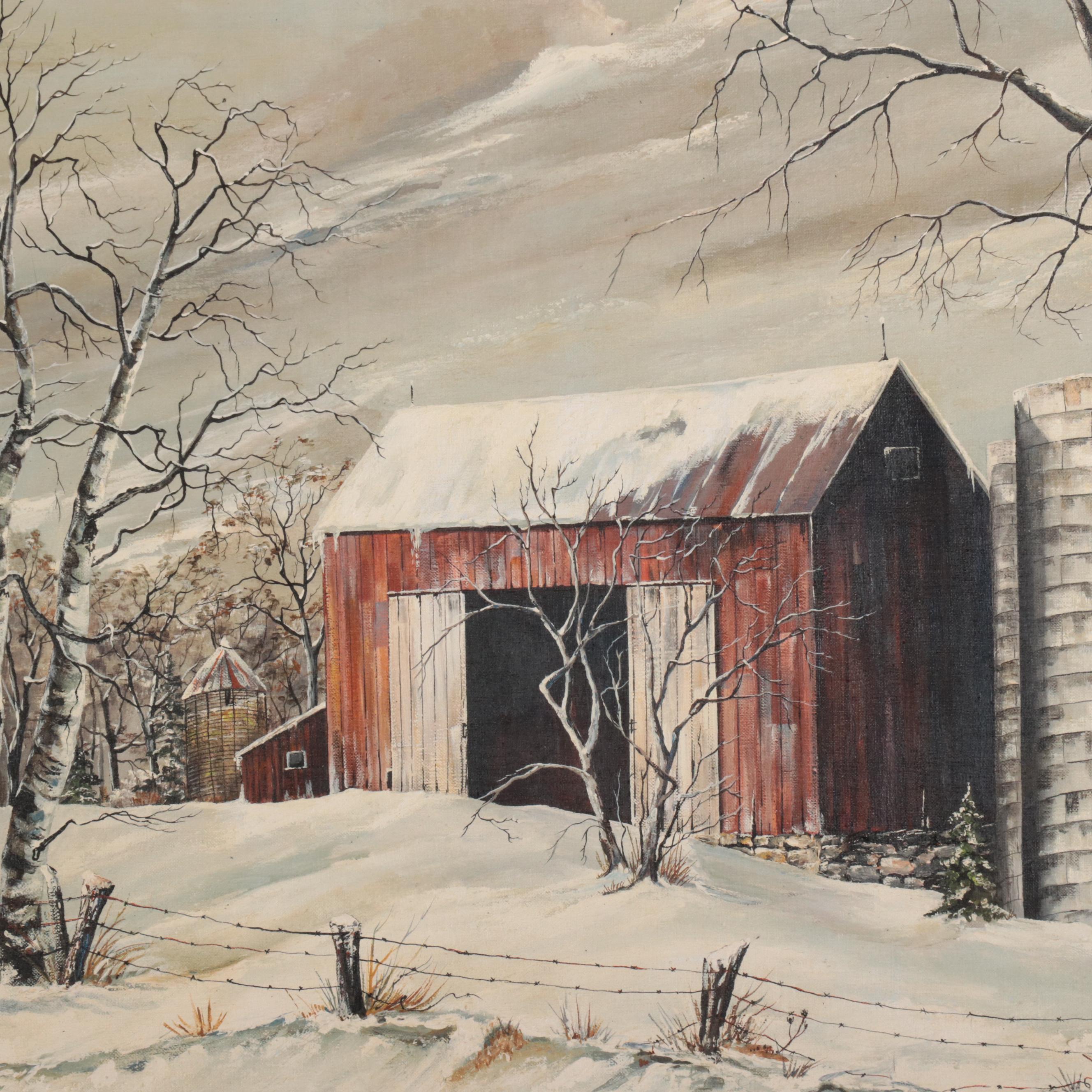 Oil Painting of Winter Landscape, 1970