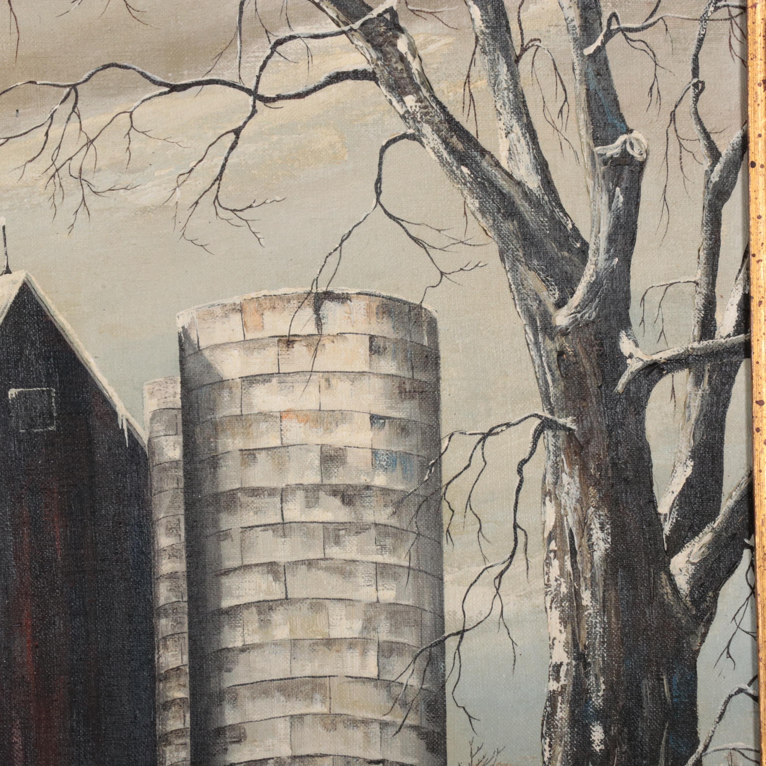 Oil Painting of Winter Landscape, 1970