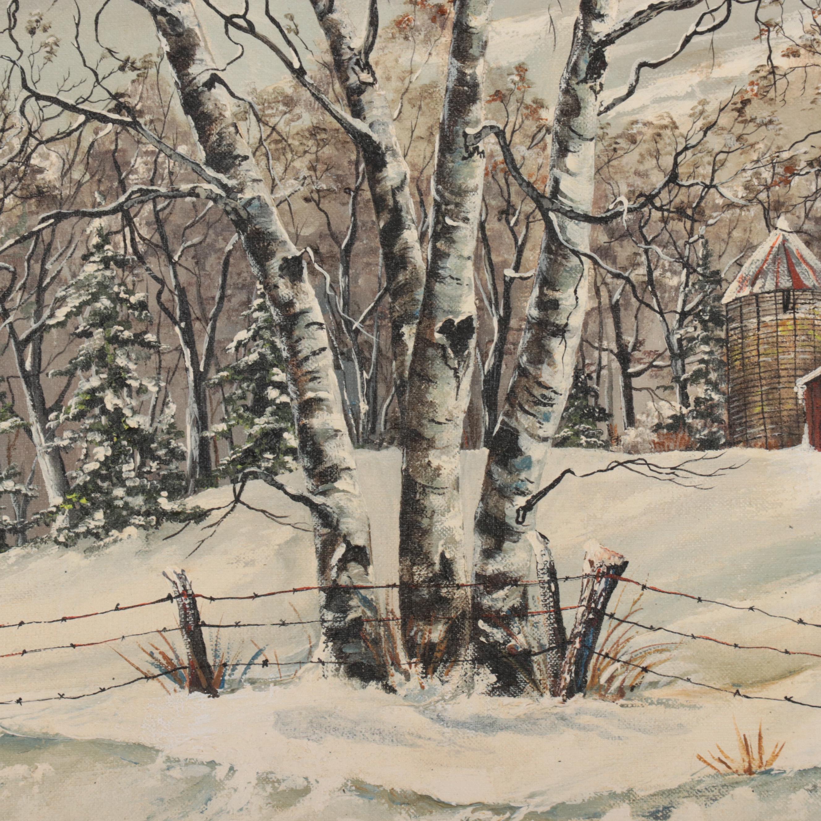 Oil Painting of Winter Landscape, 1970