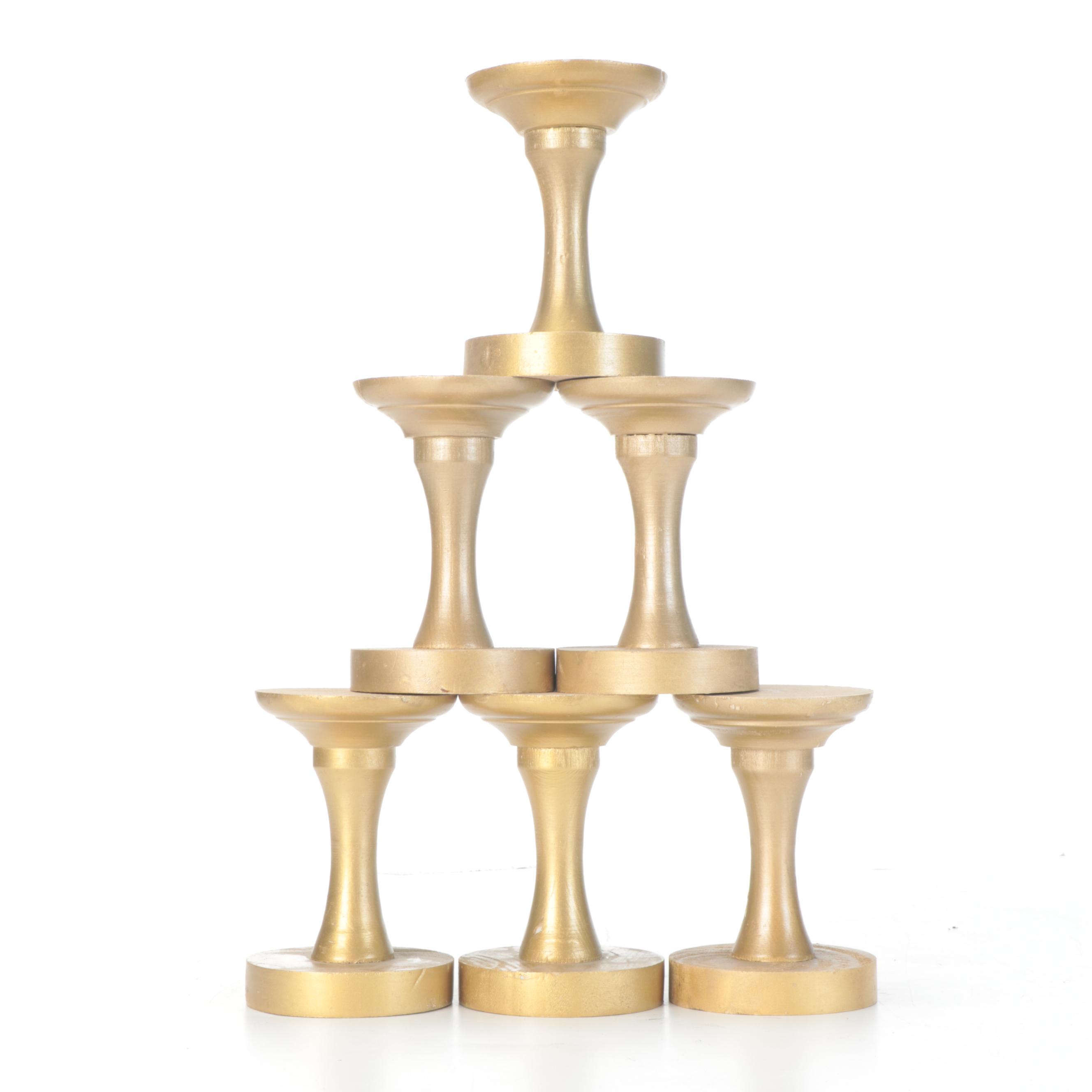 Contemporary Hand-Crafted Wooden Pedestal Candle Holders