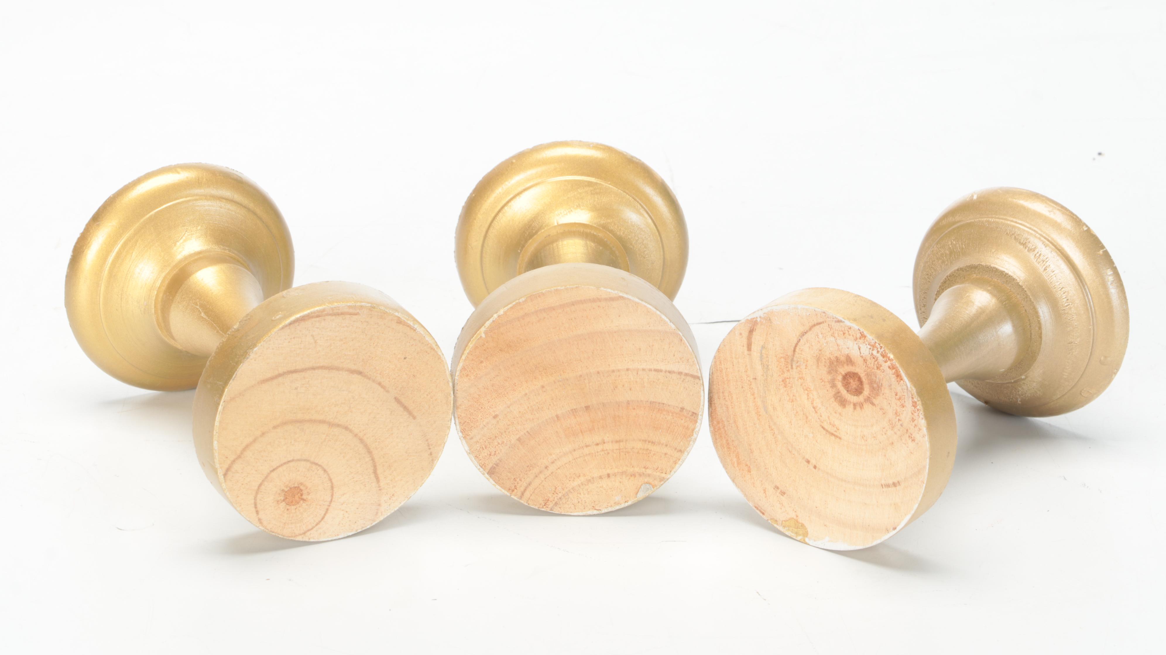 Contemporary Hand-Crafted Wooden Pedestal Candle Holders