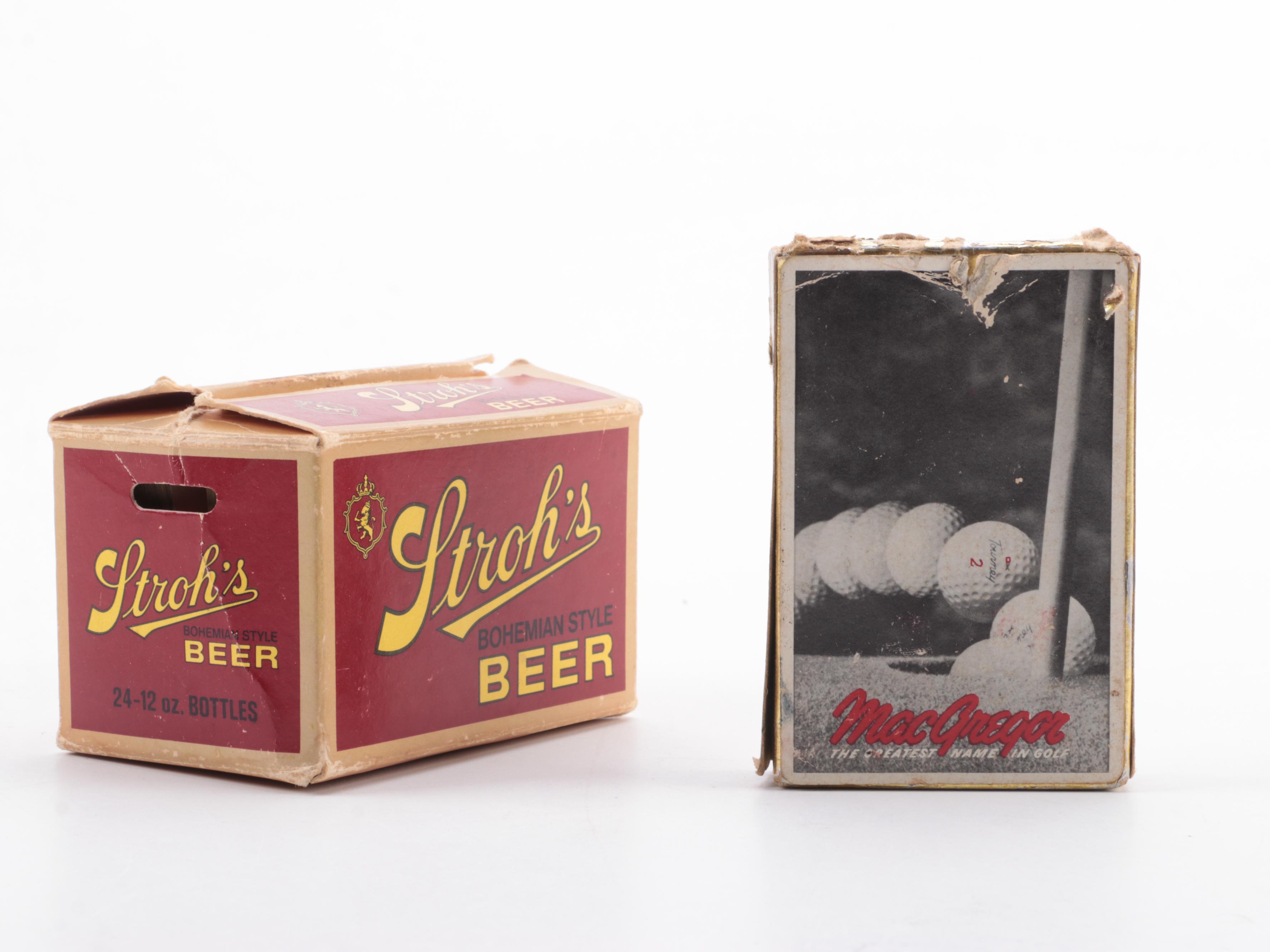 Stroh's Beer Playing Cards with Other Playing Cards and Poker Chips