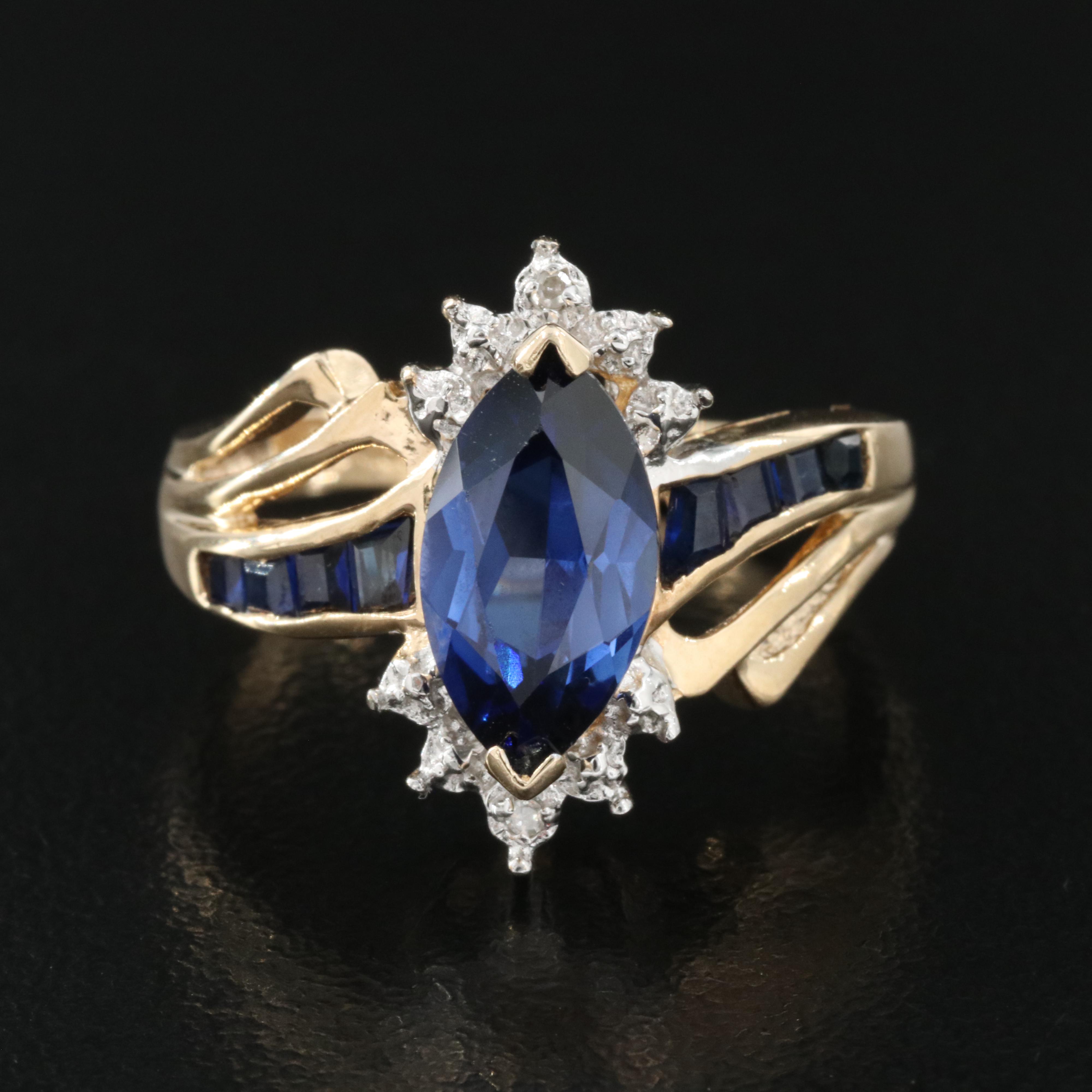 10K Sapphire and Diamond Ring
