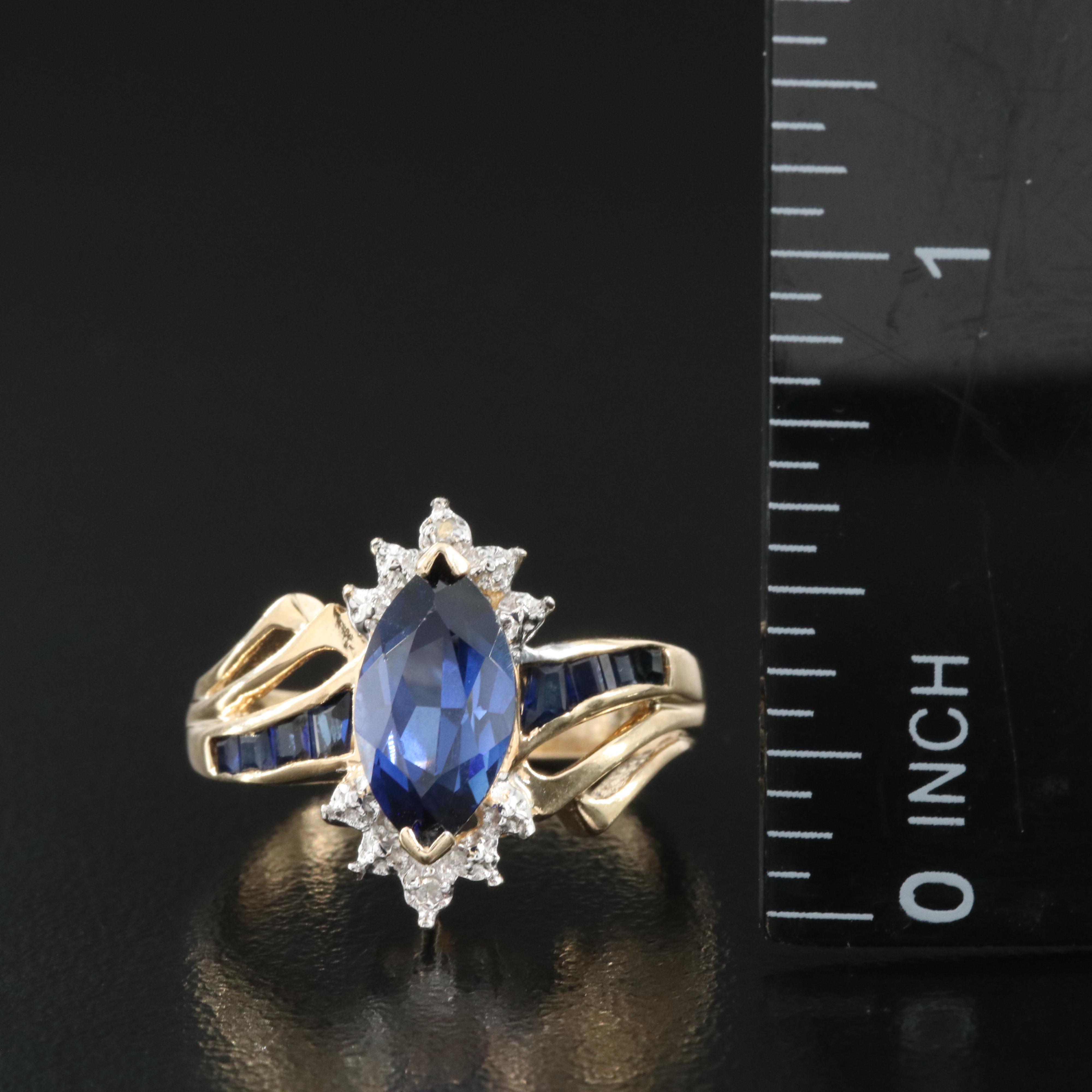 10K Sapphire and Diamond Ring