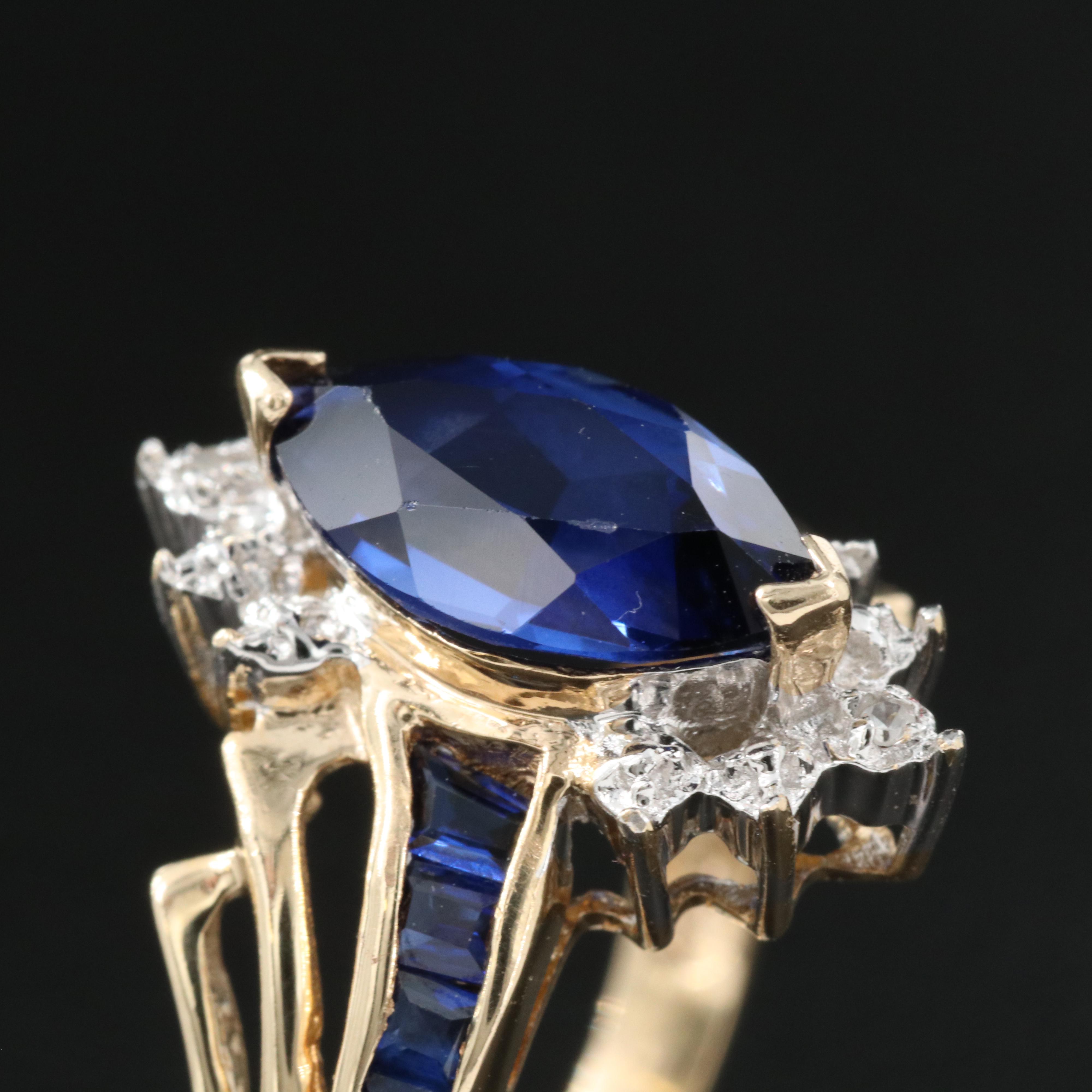 10K Sapphire and Diamond Ring