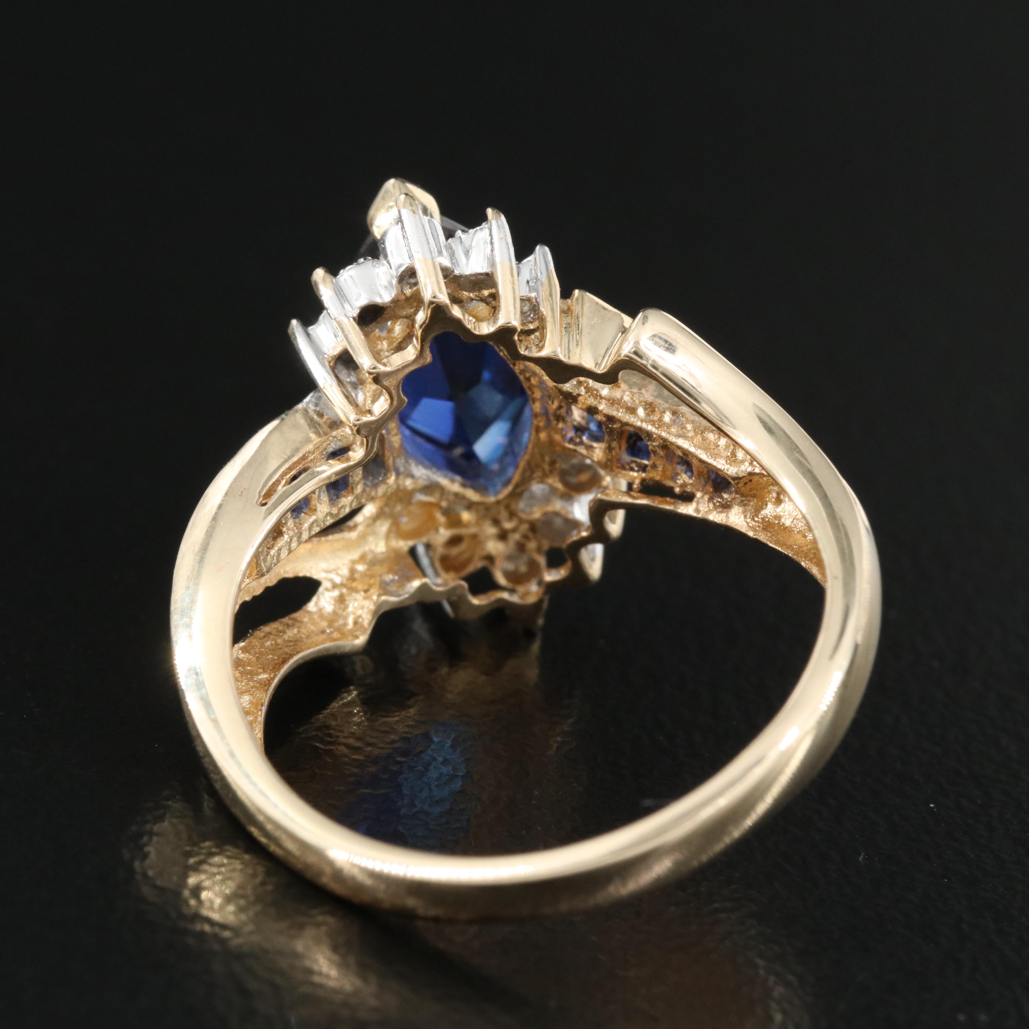10K Sapphire and Diamond Ring