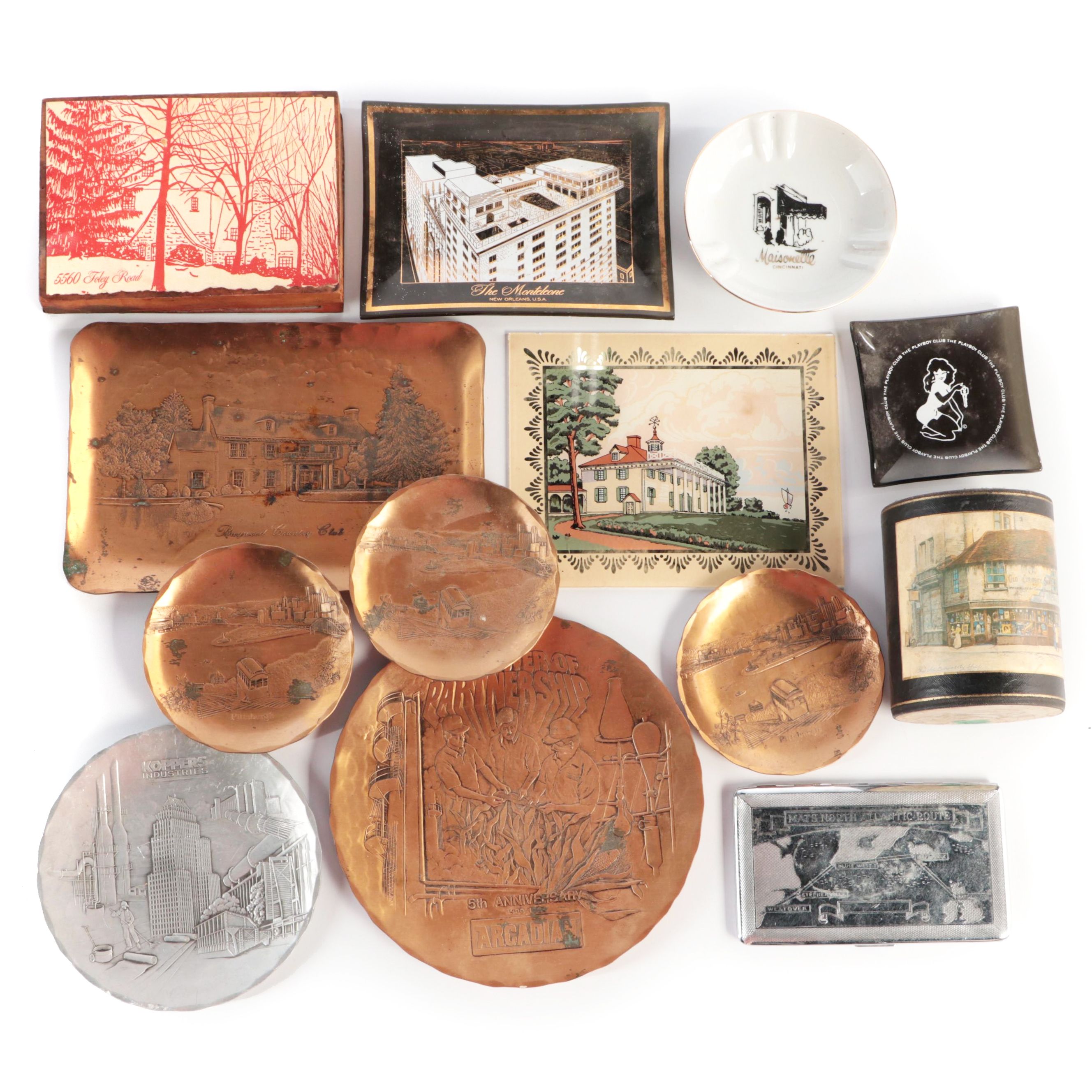 Glass, Metal and Ceramic Ashtrays Featuring Playboy Club, Maisonette