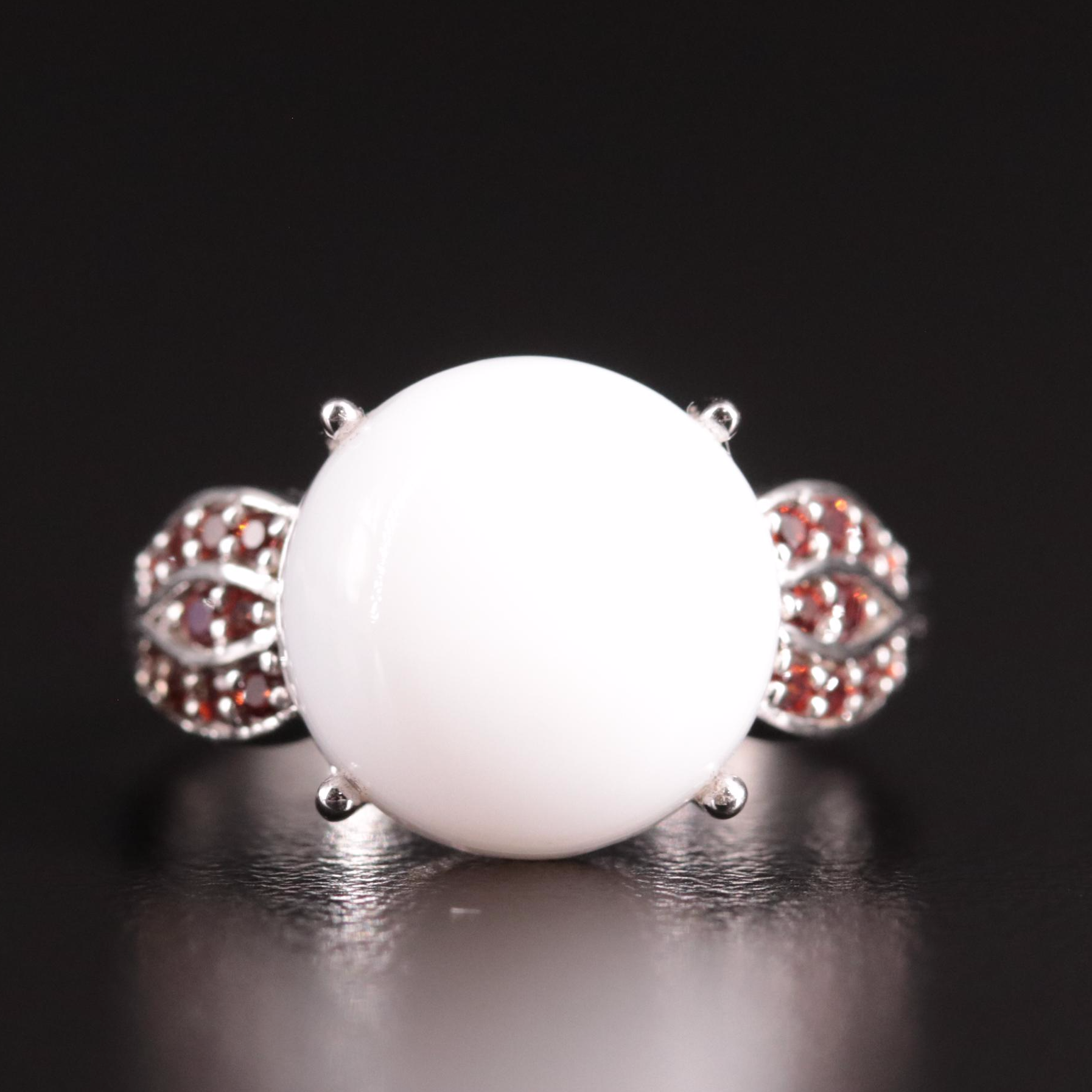 14K 5.19 CT Common Opal and Garnet Ring