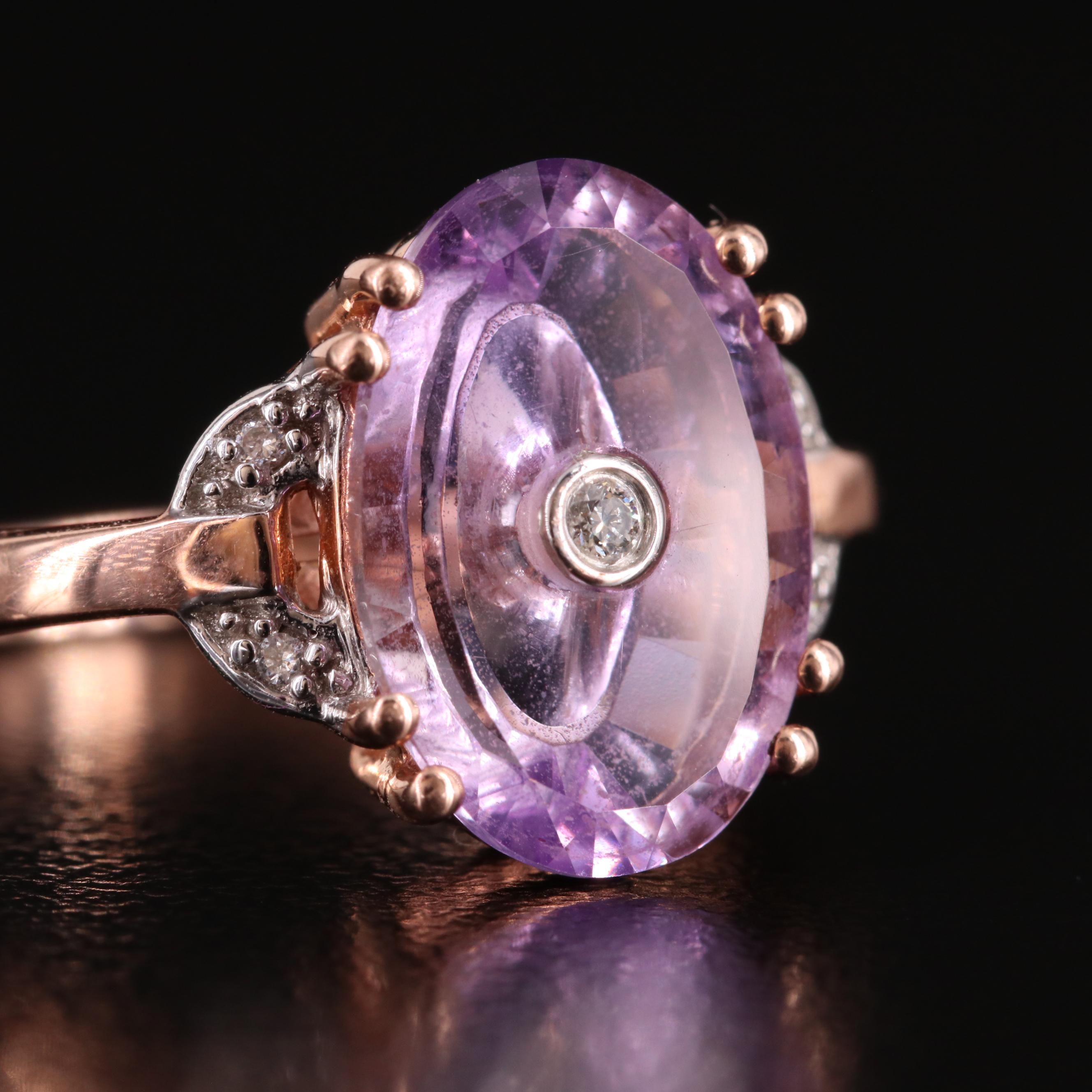 Glenn Lehrer 10K Rose Gold Amethyst and Diamond Ring