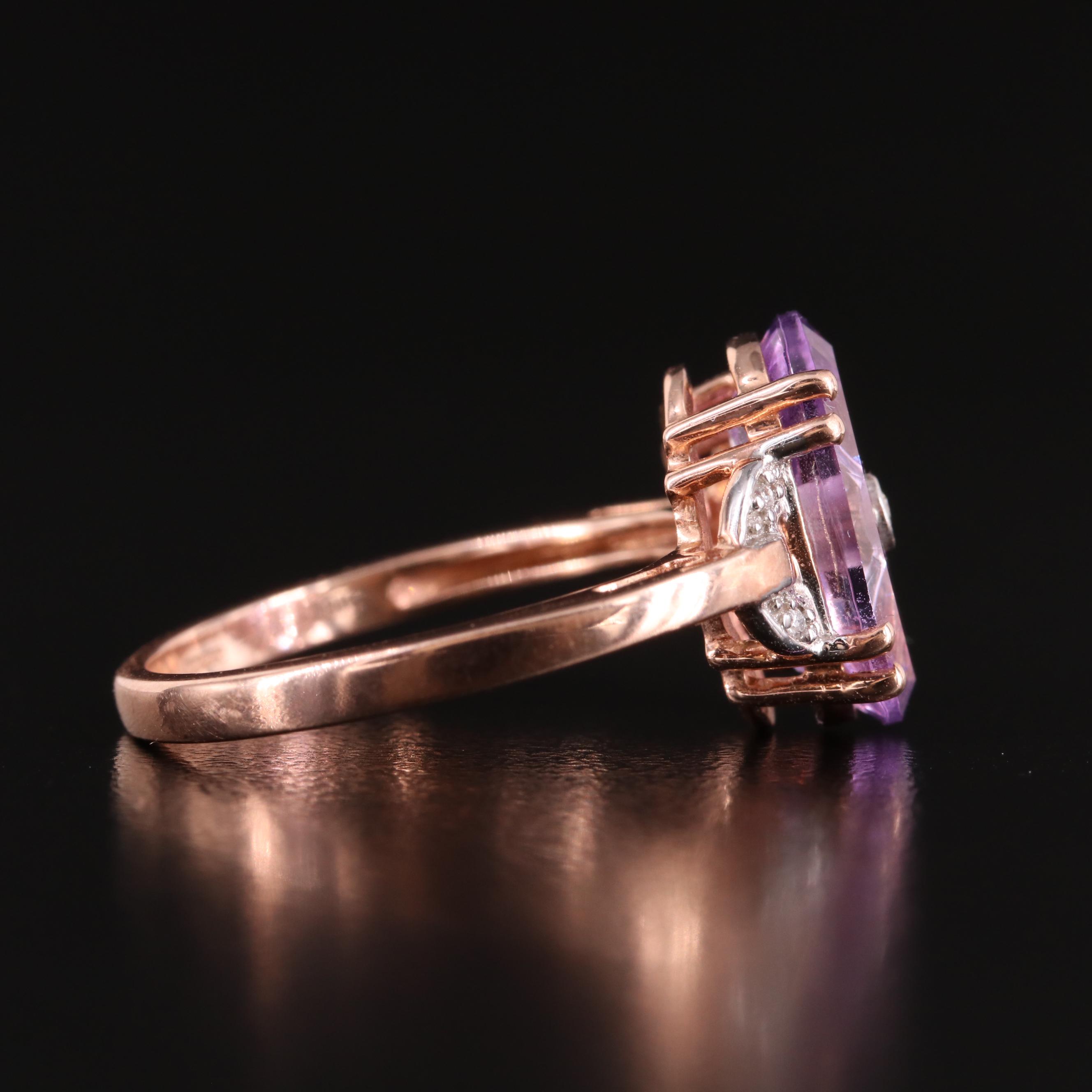 Glenn Lehrer 10K Rose Gold Amethyst and Diamond Ring