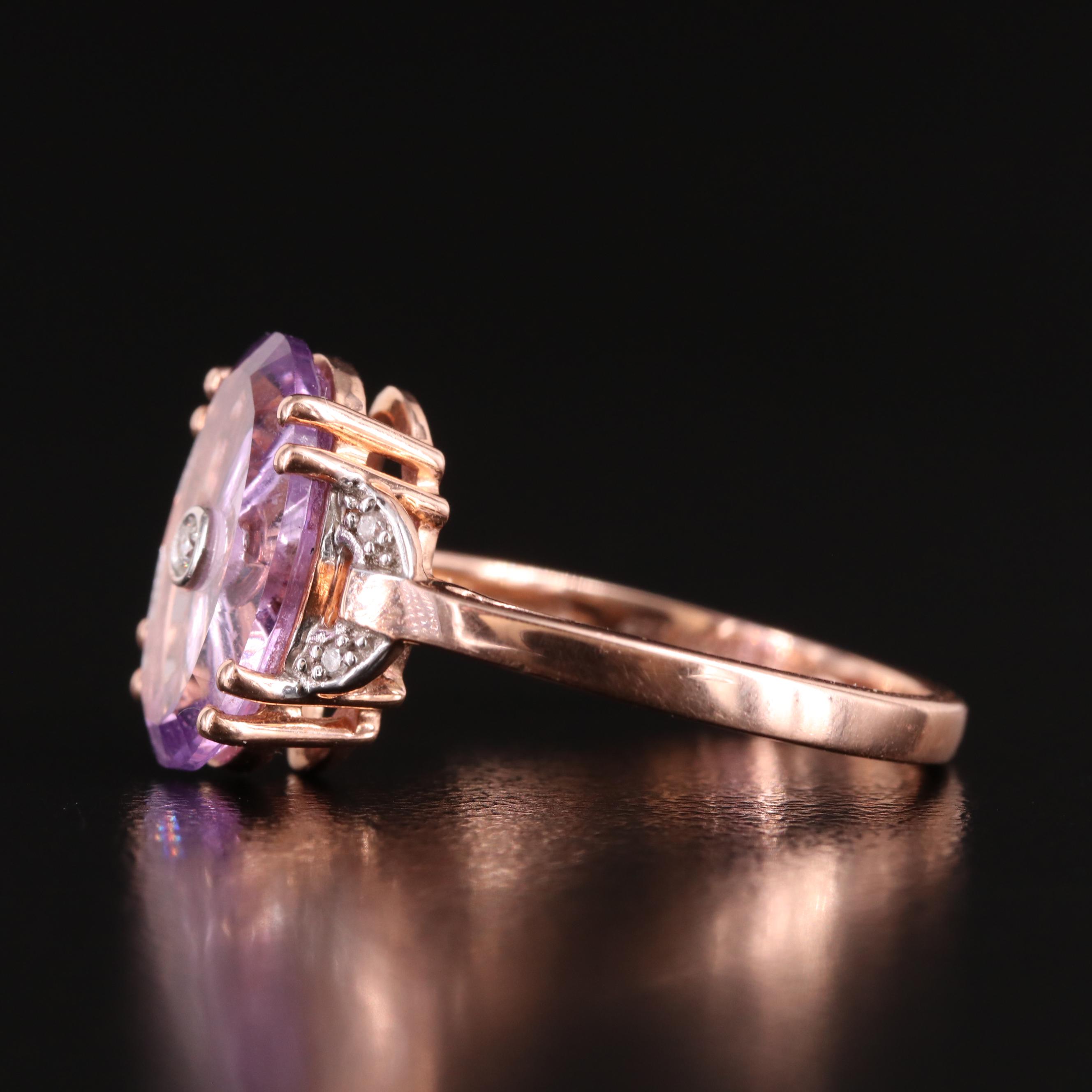 Glenn Lehrer 10K Rose Gold Amethyst and Diamond Ring