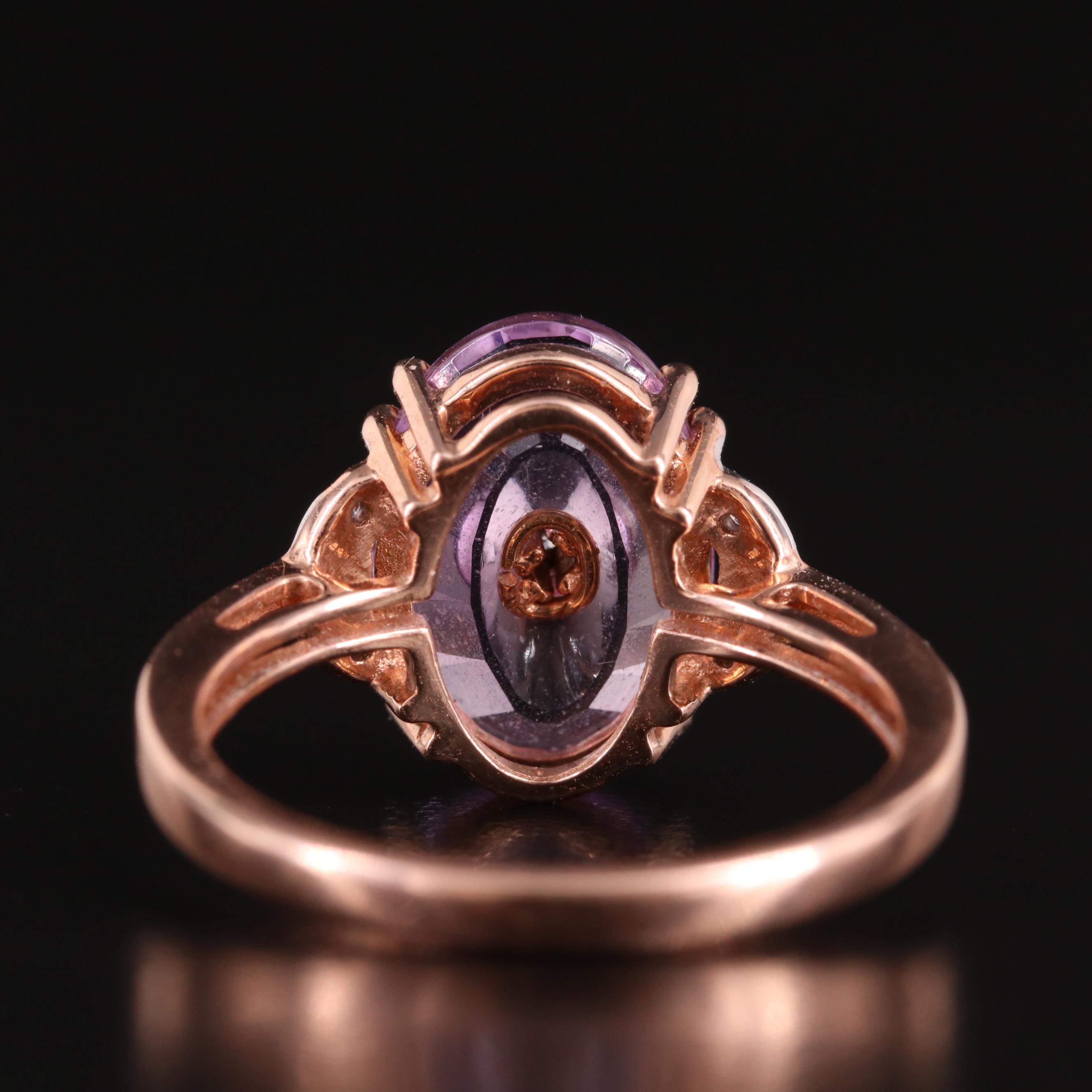 Glenn Lehrer 10K Rose Gold Amethyst and Diamond Ring
