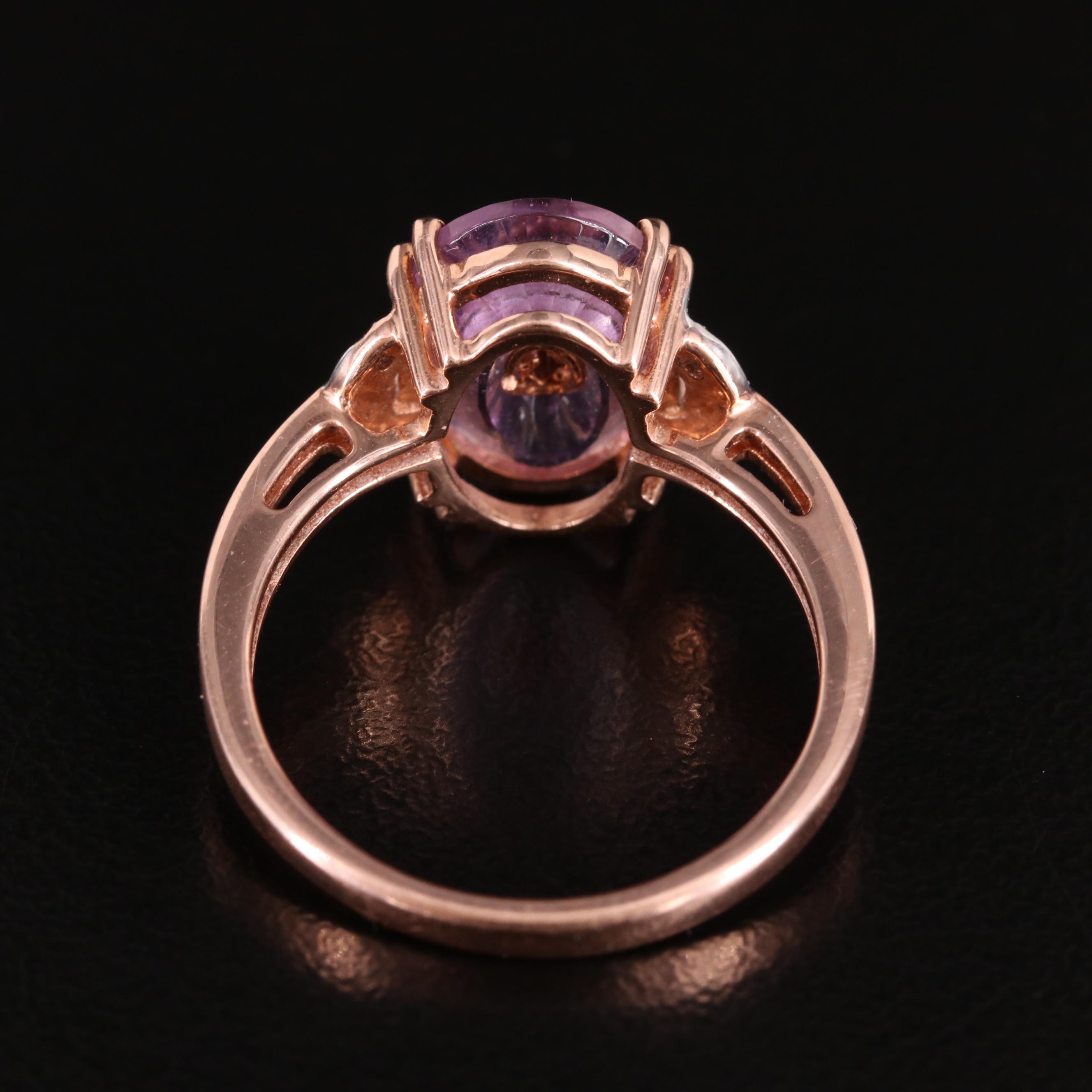 Glenn Lehrer 10K Rose Gold Amethyst and Diamond Ring