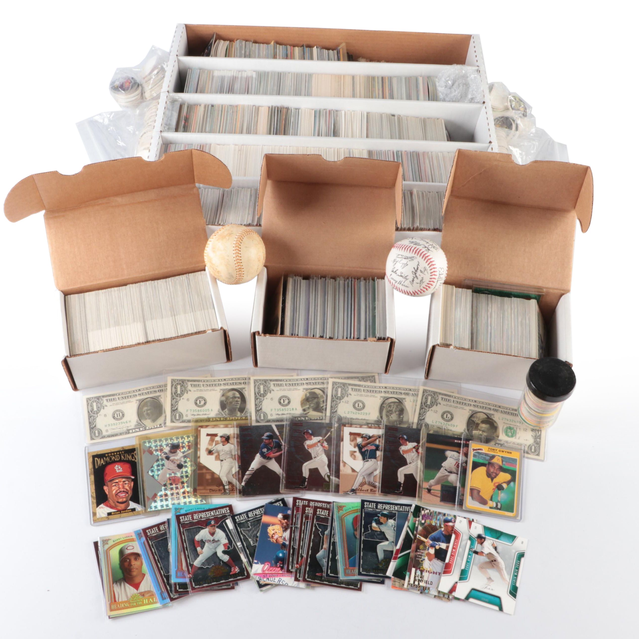 Fleer with More Sports Cards, Reds Facsimile Signed Baseball, Pogs and More