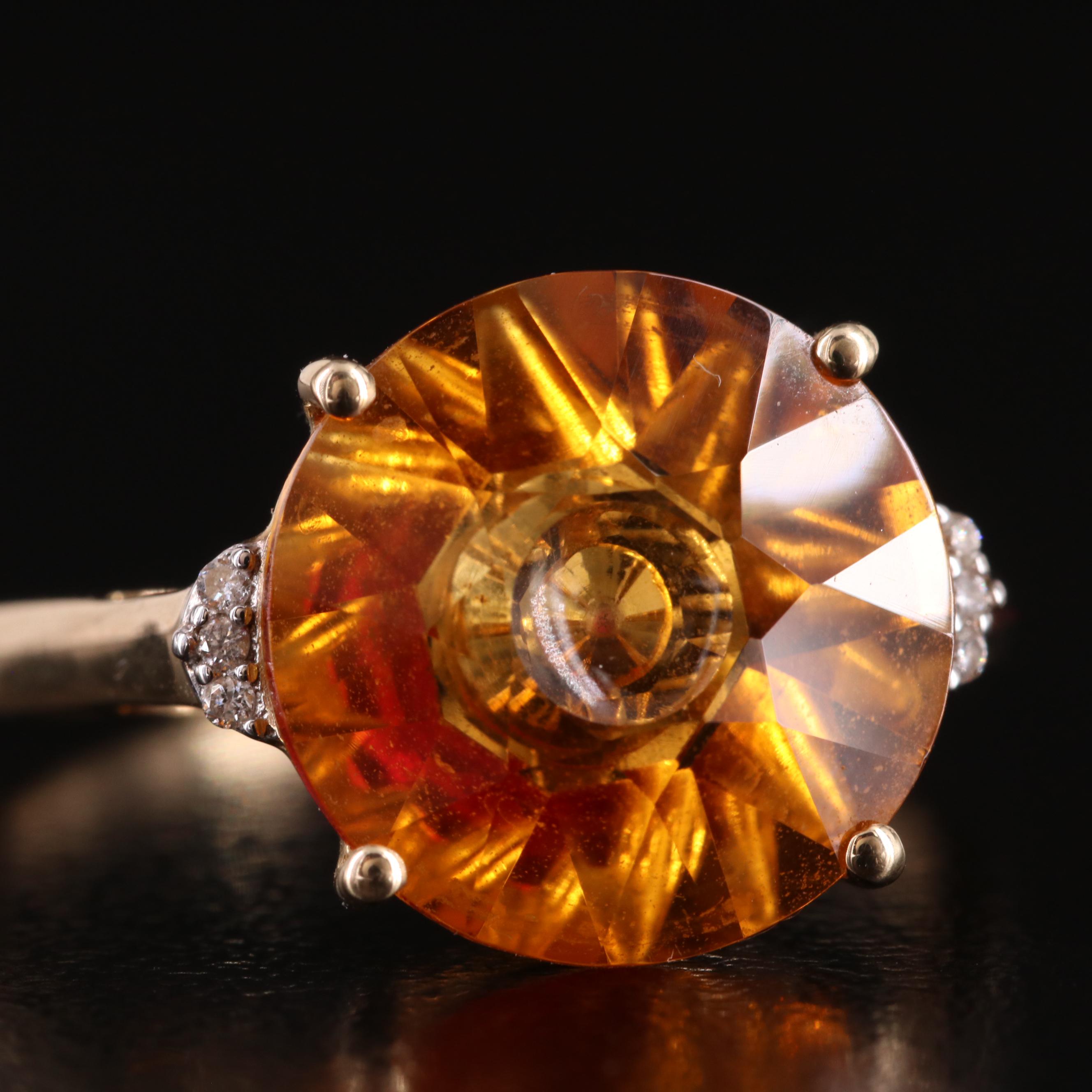 Glenn Lehrer 10K Citrine and Diamond Ring