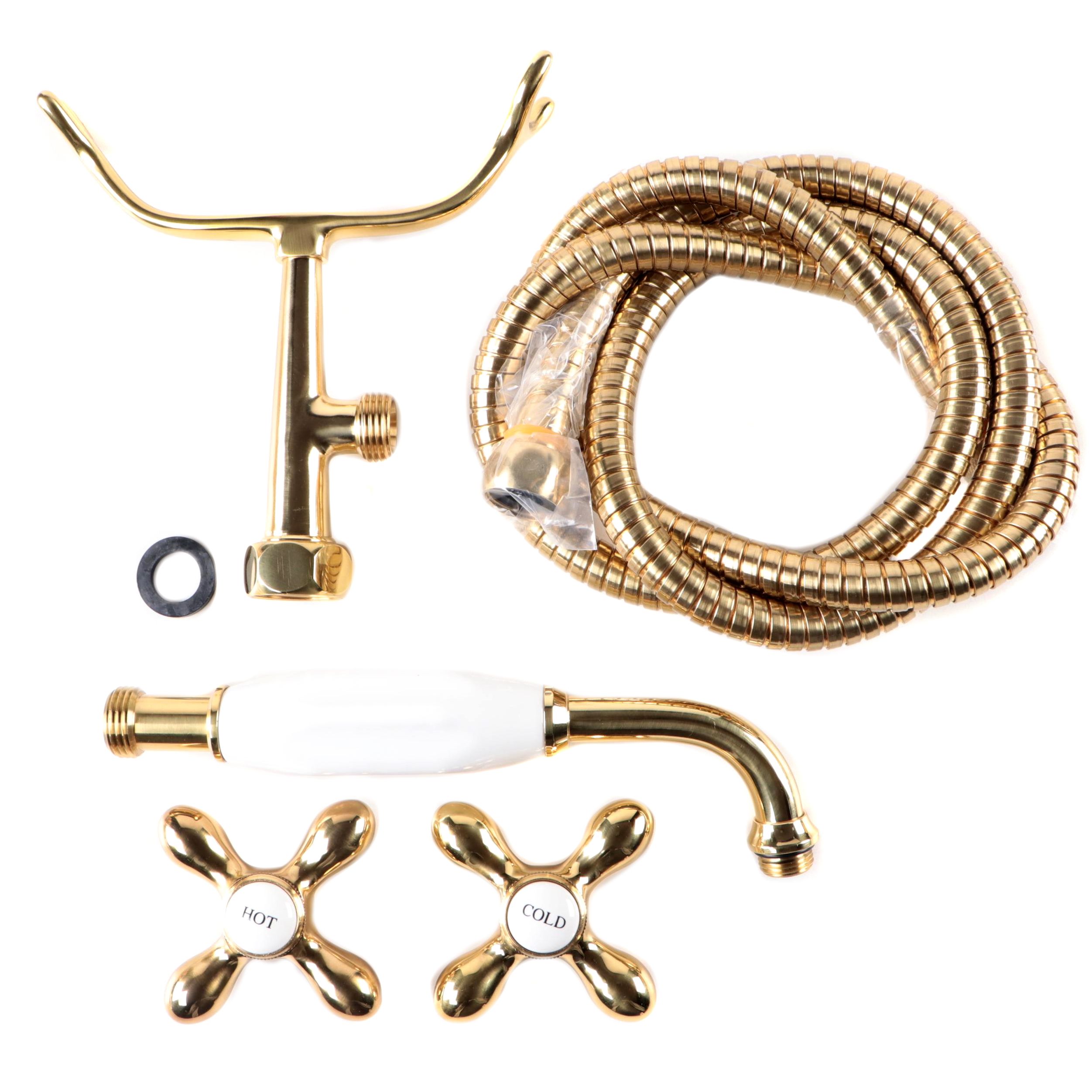 Polished Brass Telephone Handle Hand Shower With Hose and Cradle