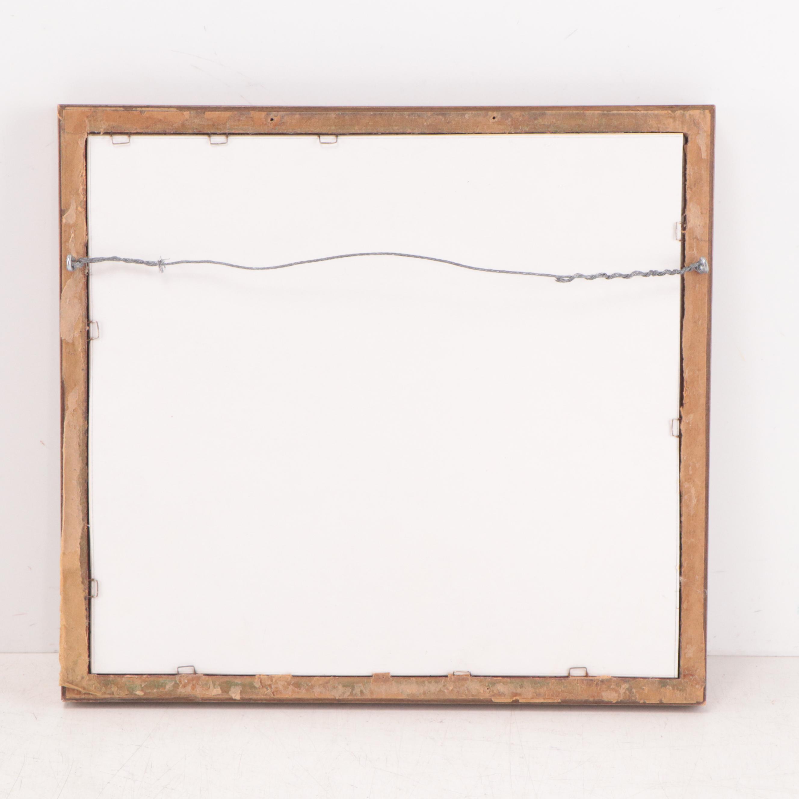 Watercolor Painting of Stone Wall and Flowers