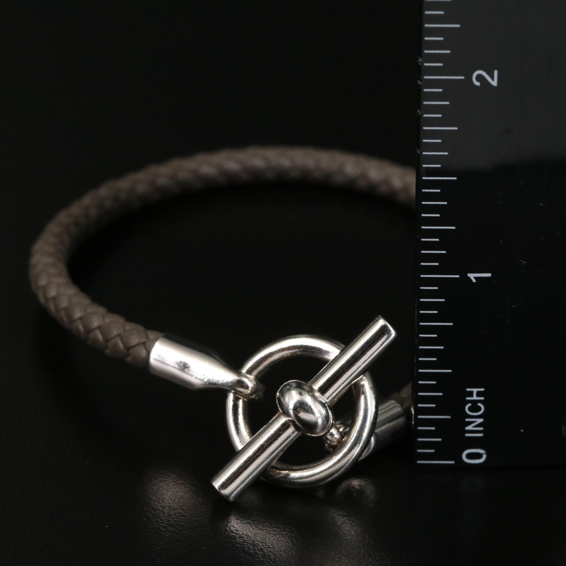 Hermès Braided Calfskin Leather Glenan Bracelet with Box