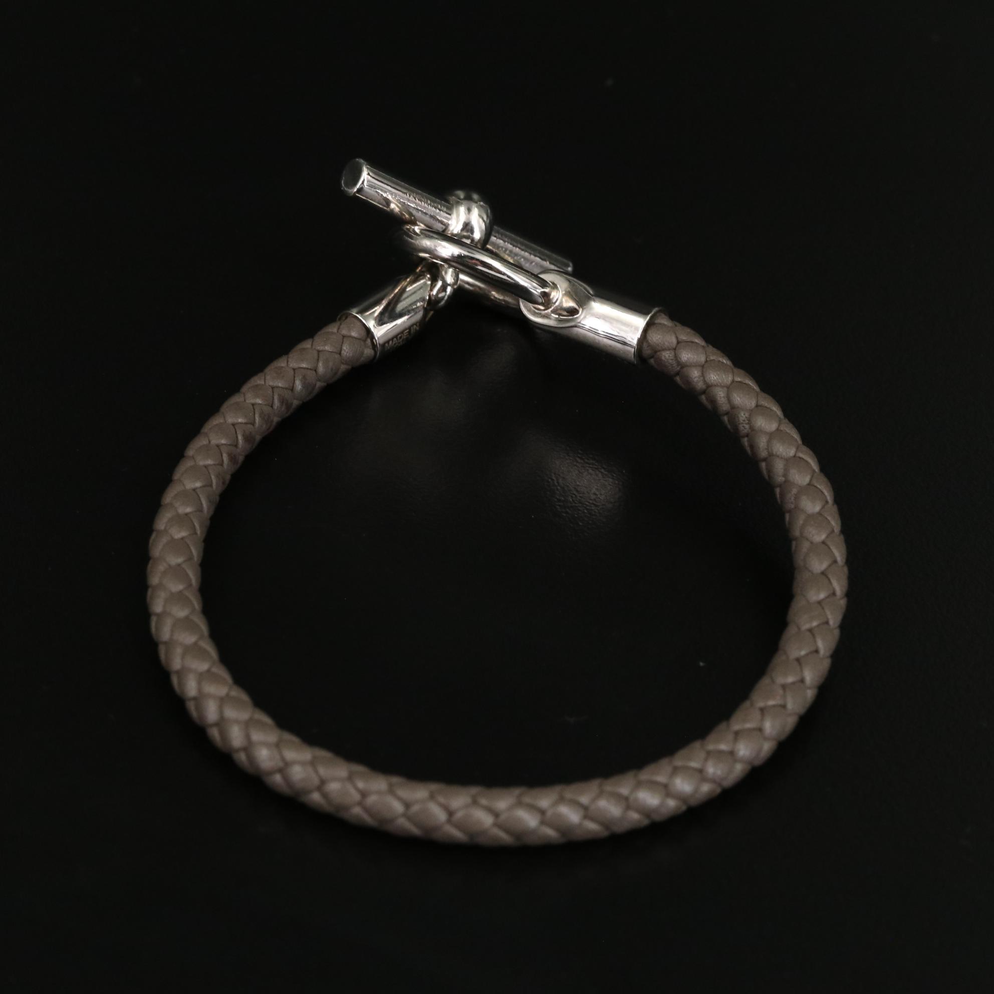 Hermès Braided Calfskin Leather Glenan Bracelet with Box
