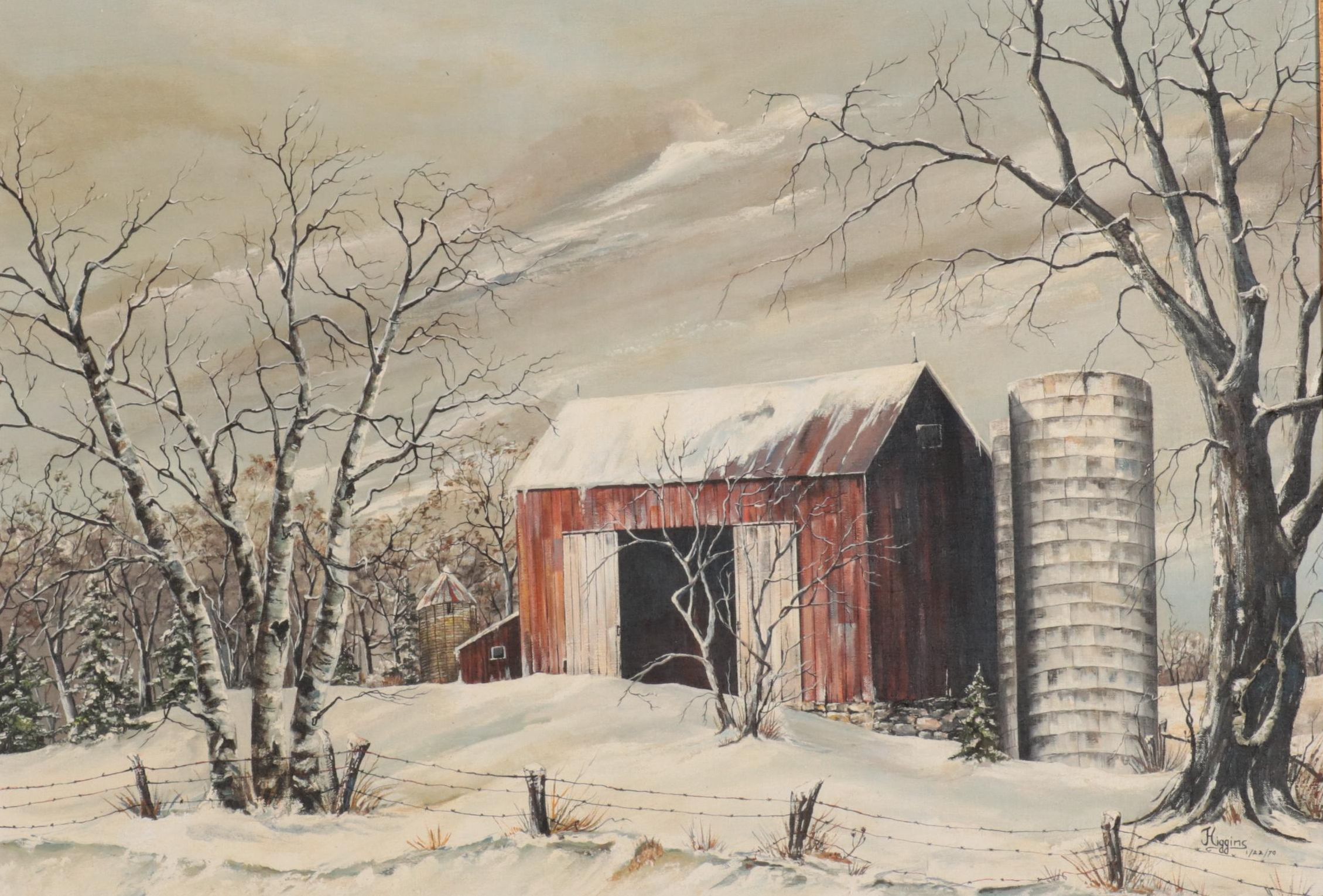 Oil Painting of Winter Landscape, 1970
