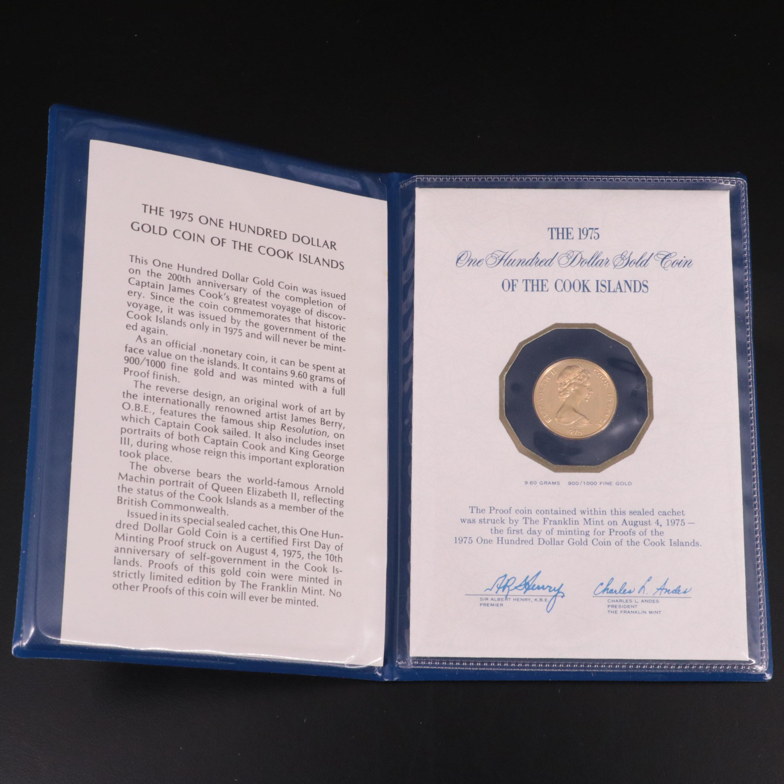 1975 Cook Islands 100-Dollar Gold Coin