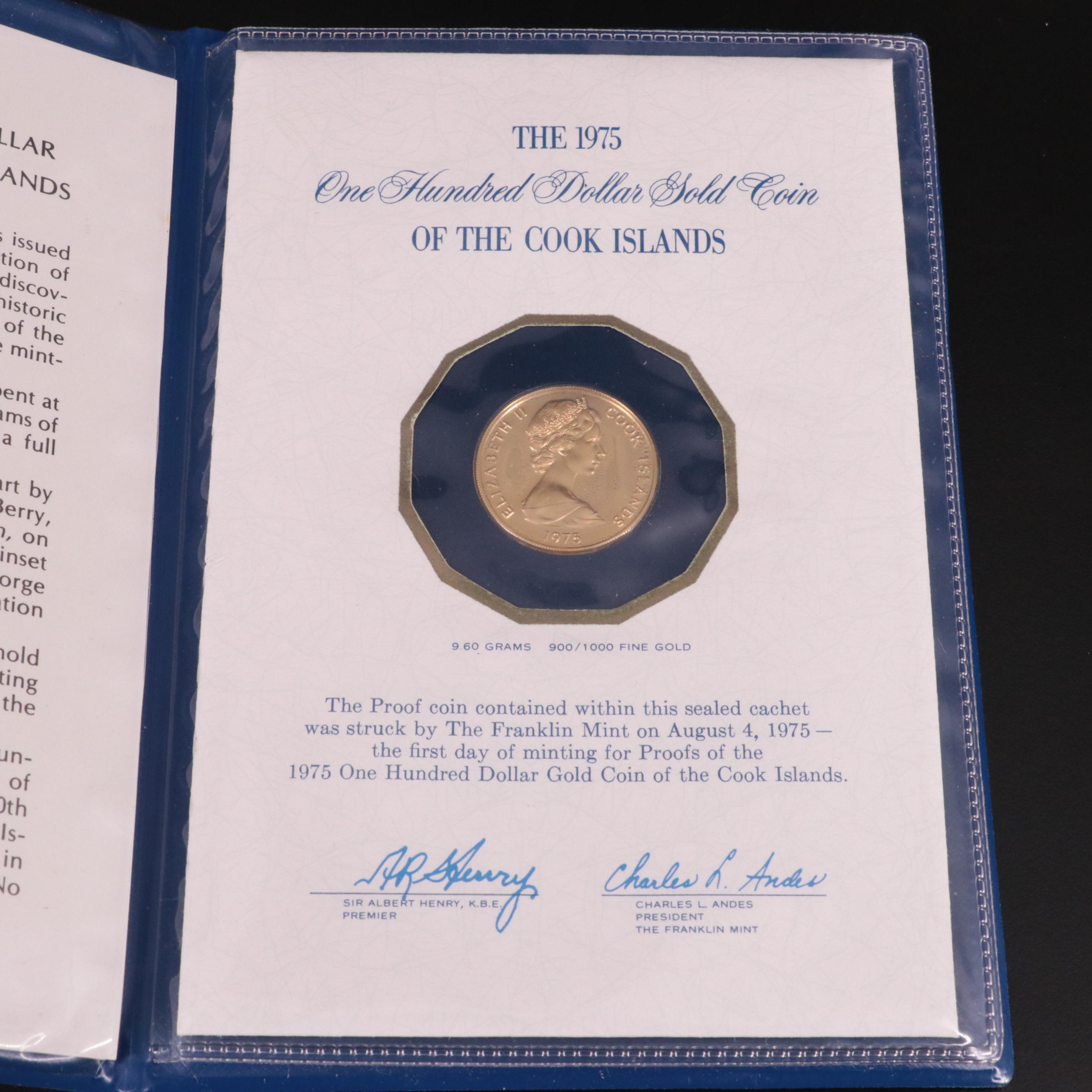 1975 Cook Islands 100-Dollar Gold Coin