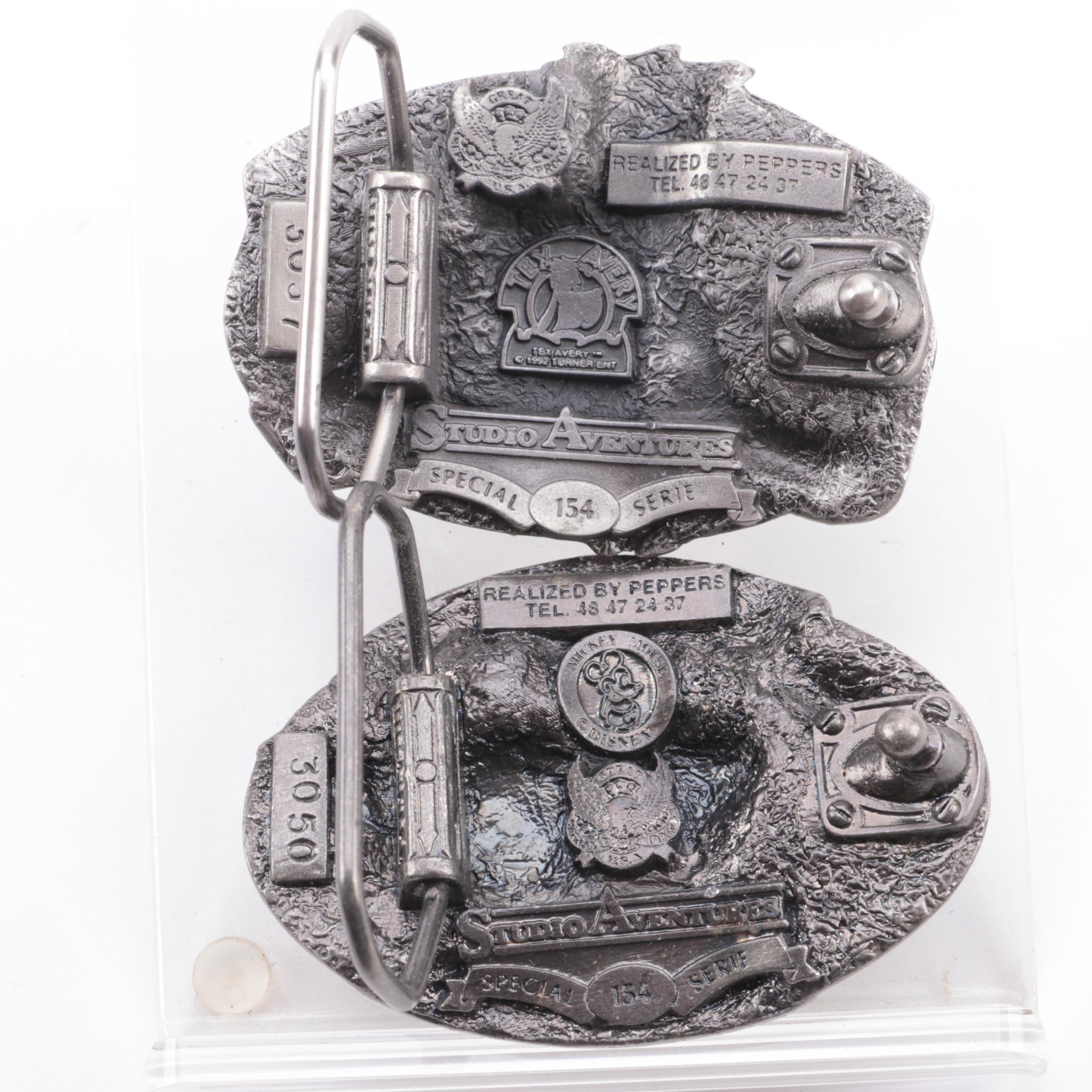 Disney Studio Adventures and Other Metal Belt Buckles, Late 20th Century