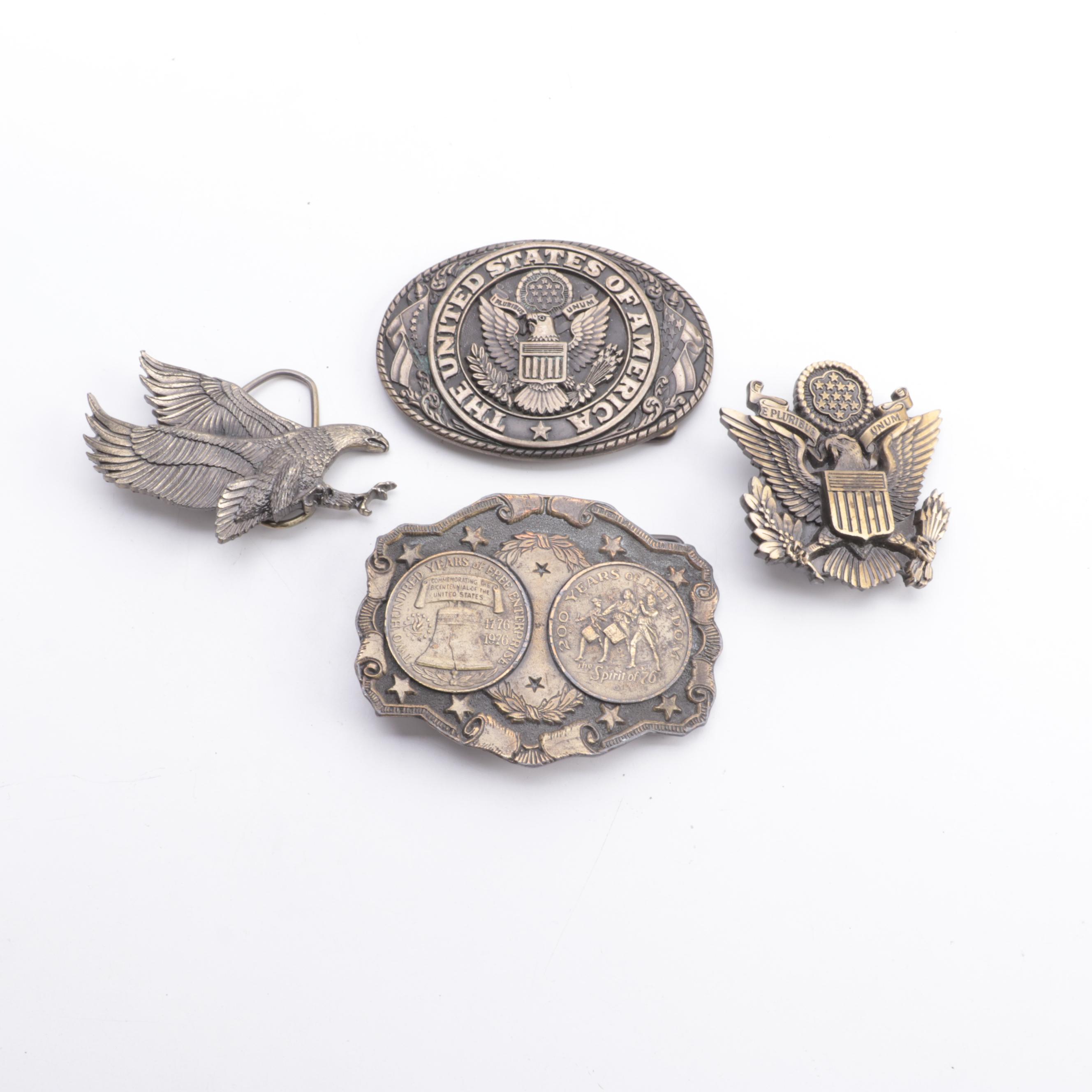 Great American, Tony Lama, and Lewis Metal Patriotic Belt Buckles