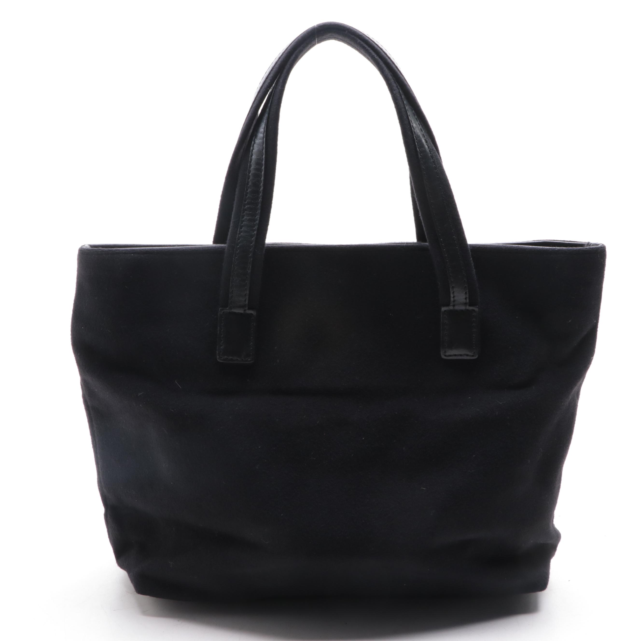 Gucci Small Tote in Black Fleece and Leather Trim