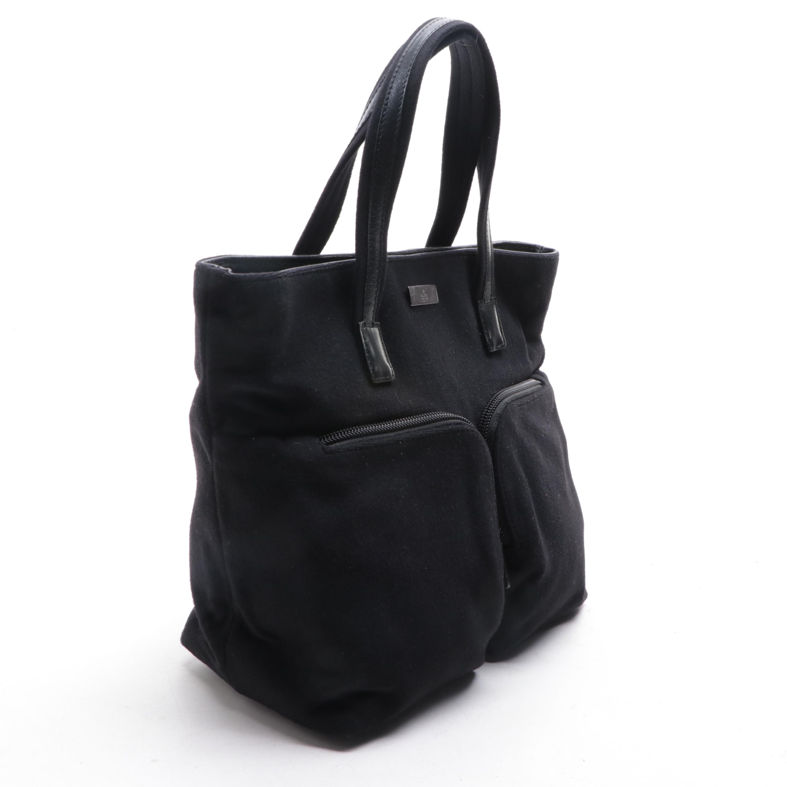 Gucci Small Tote in Black Fleece and Leather Trim