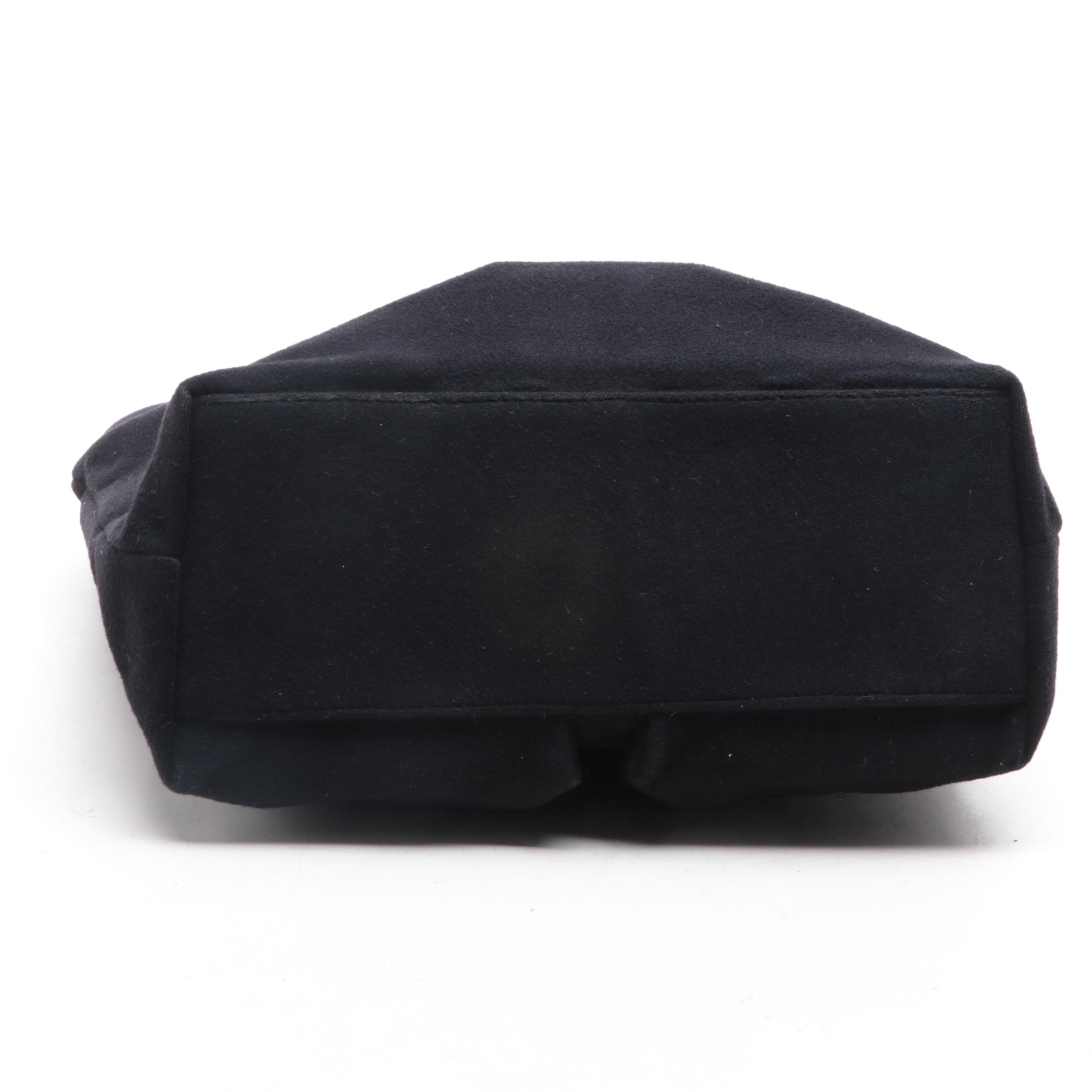 Gucci Small Tote in Black Fleece and Leather Trim