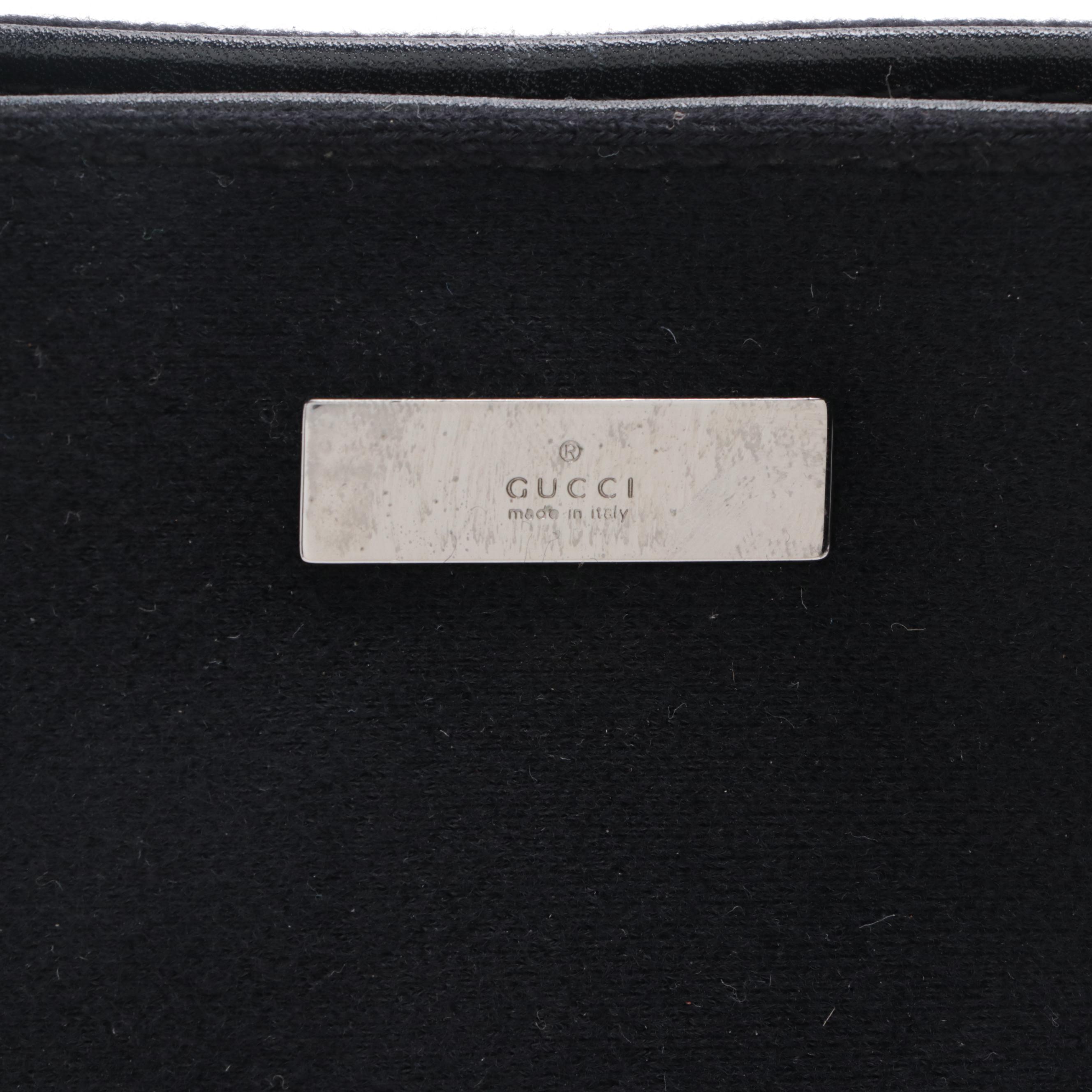 Gucci Small Tote in Black Fleece and Leather Trim