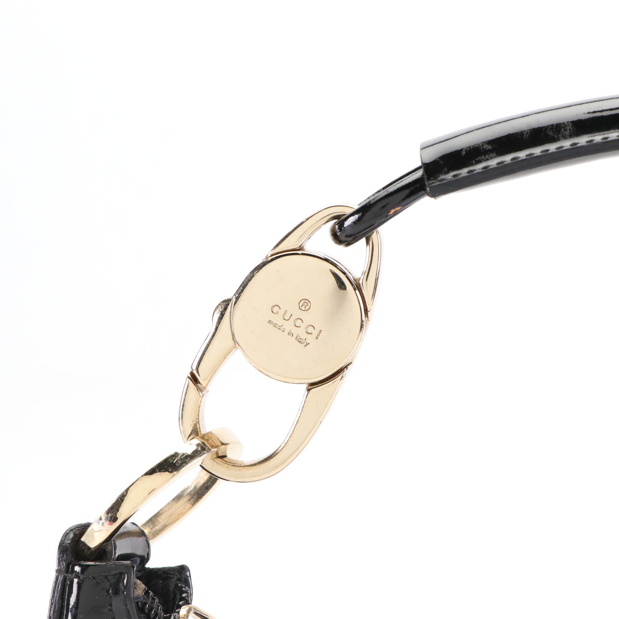 Gucci Hobo Shoulder Bag in GG Canvas and Patent Leather Trim