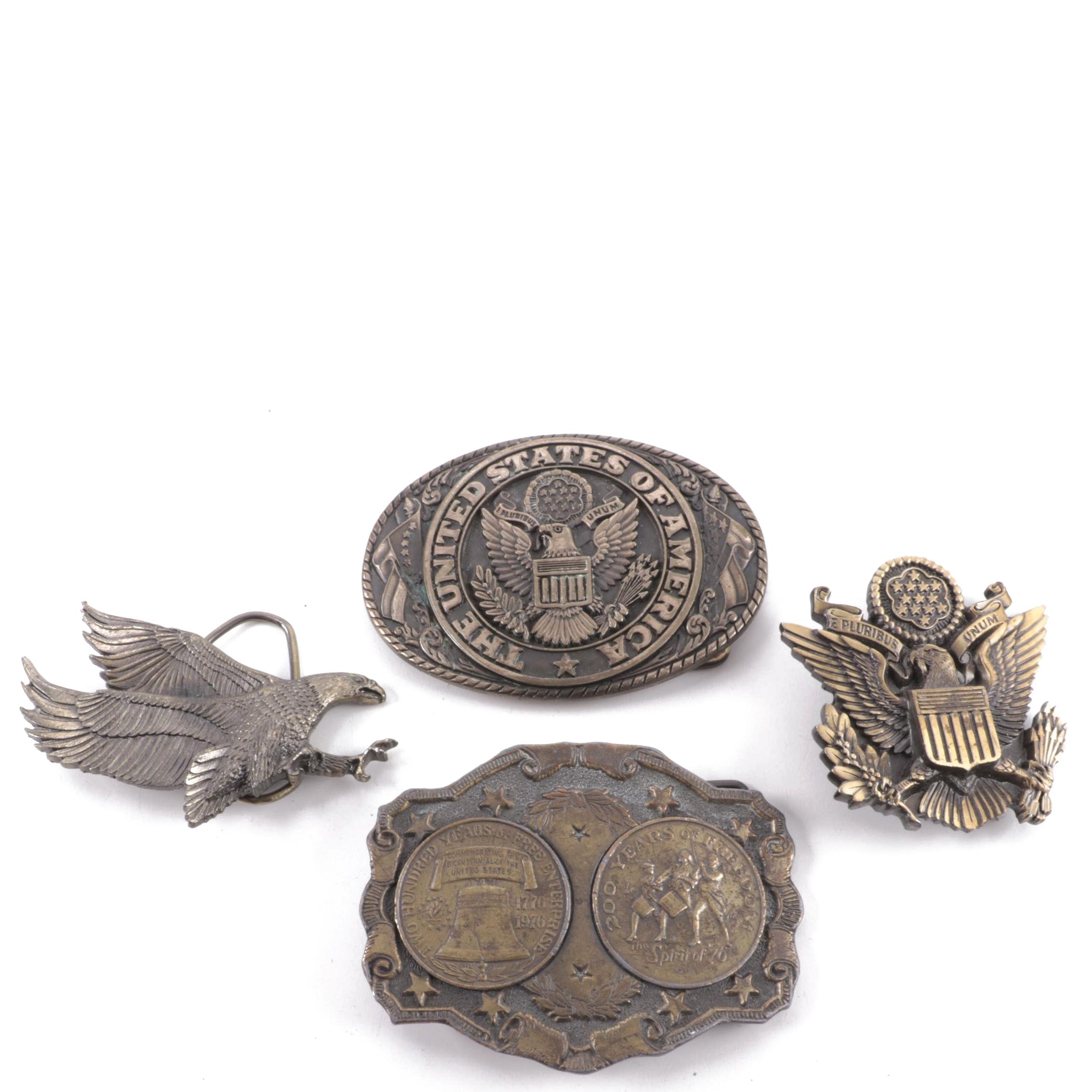 Great American, Tony Lama, and Lewis Metal Patriotic Belt Buckles