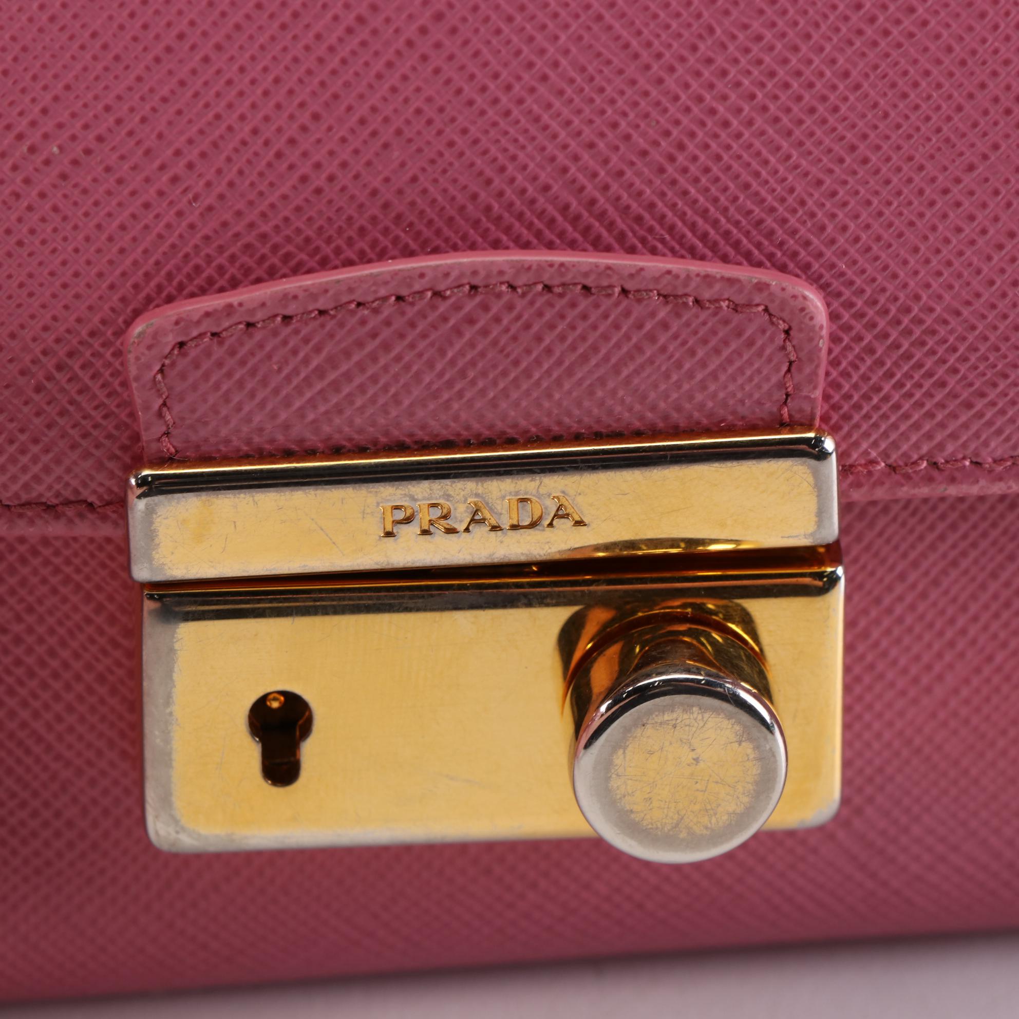 Prada Long Flap Wallet in Pink Saffiano Leather with Box