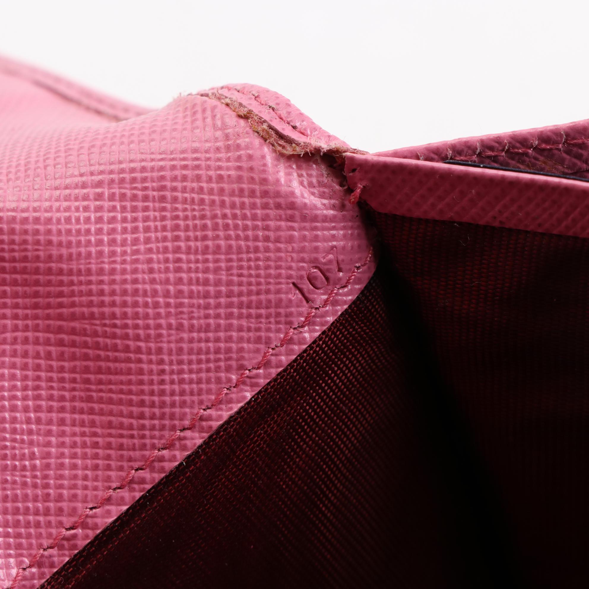 Prada Long Flap Wallet in Pink Saffiano Leather with Box