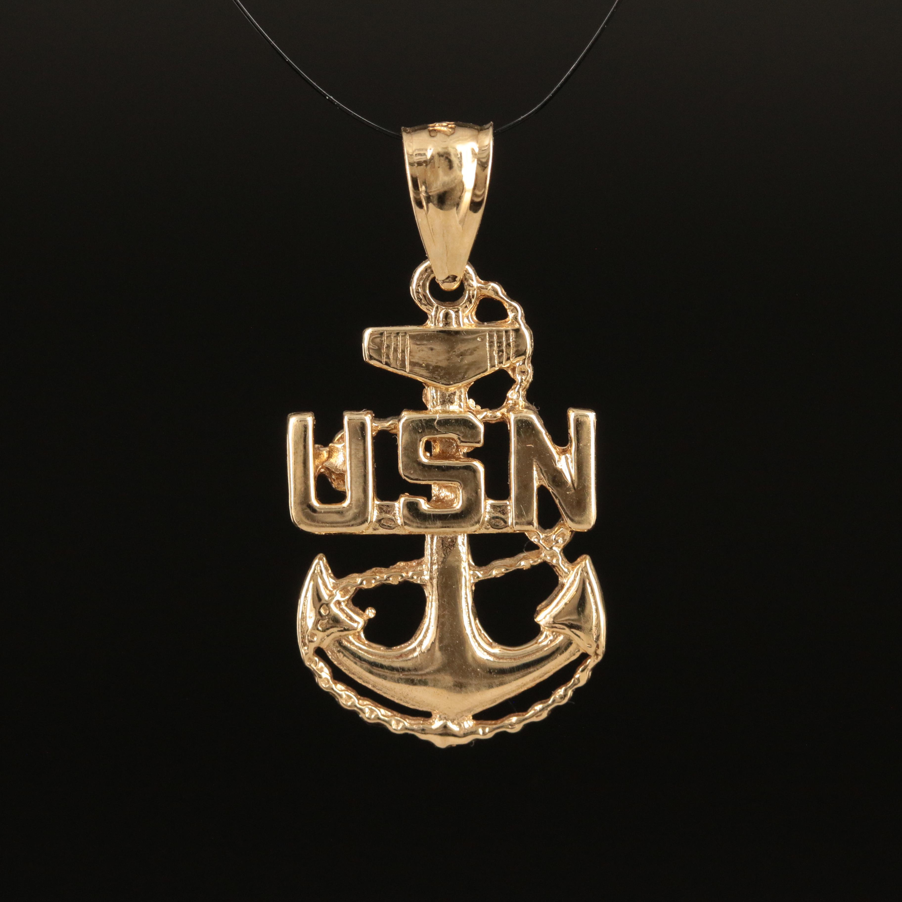 14K U.S. Navy Anchor Pendant