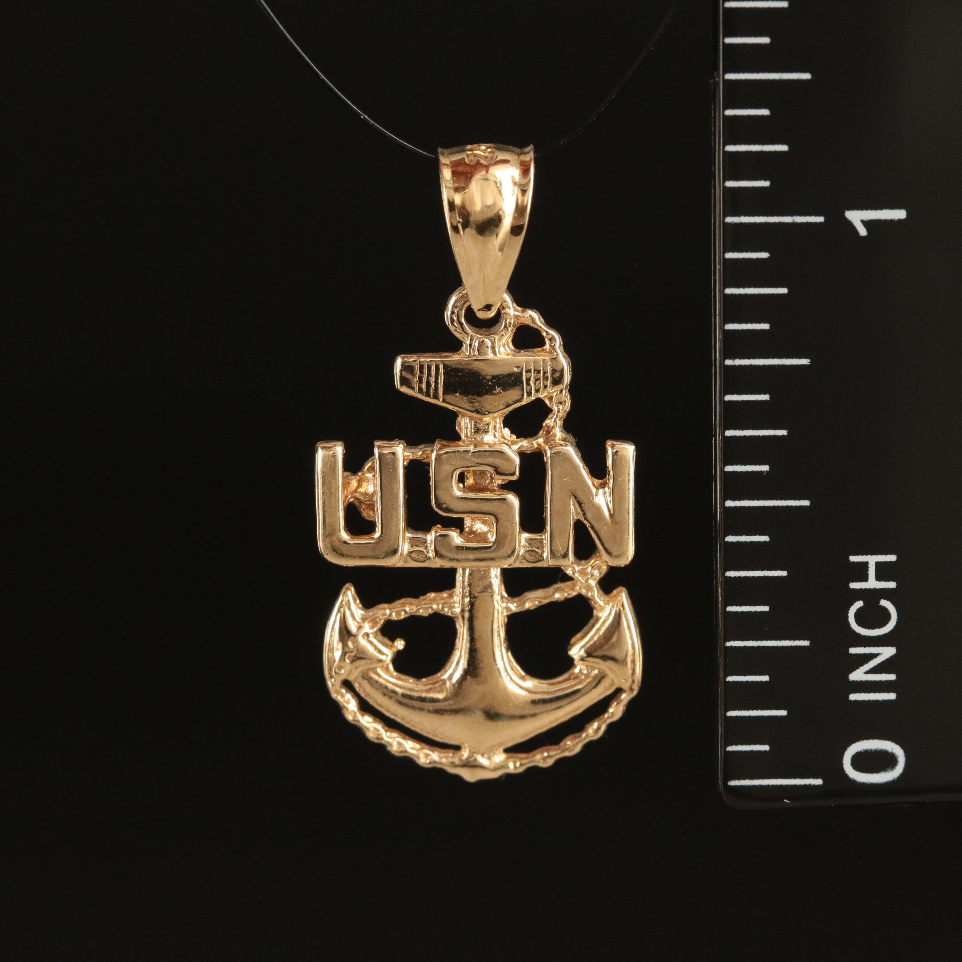 14K U.S. Navy Anchor Pendant