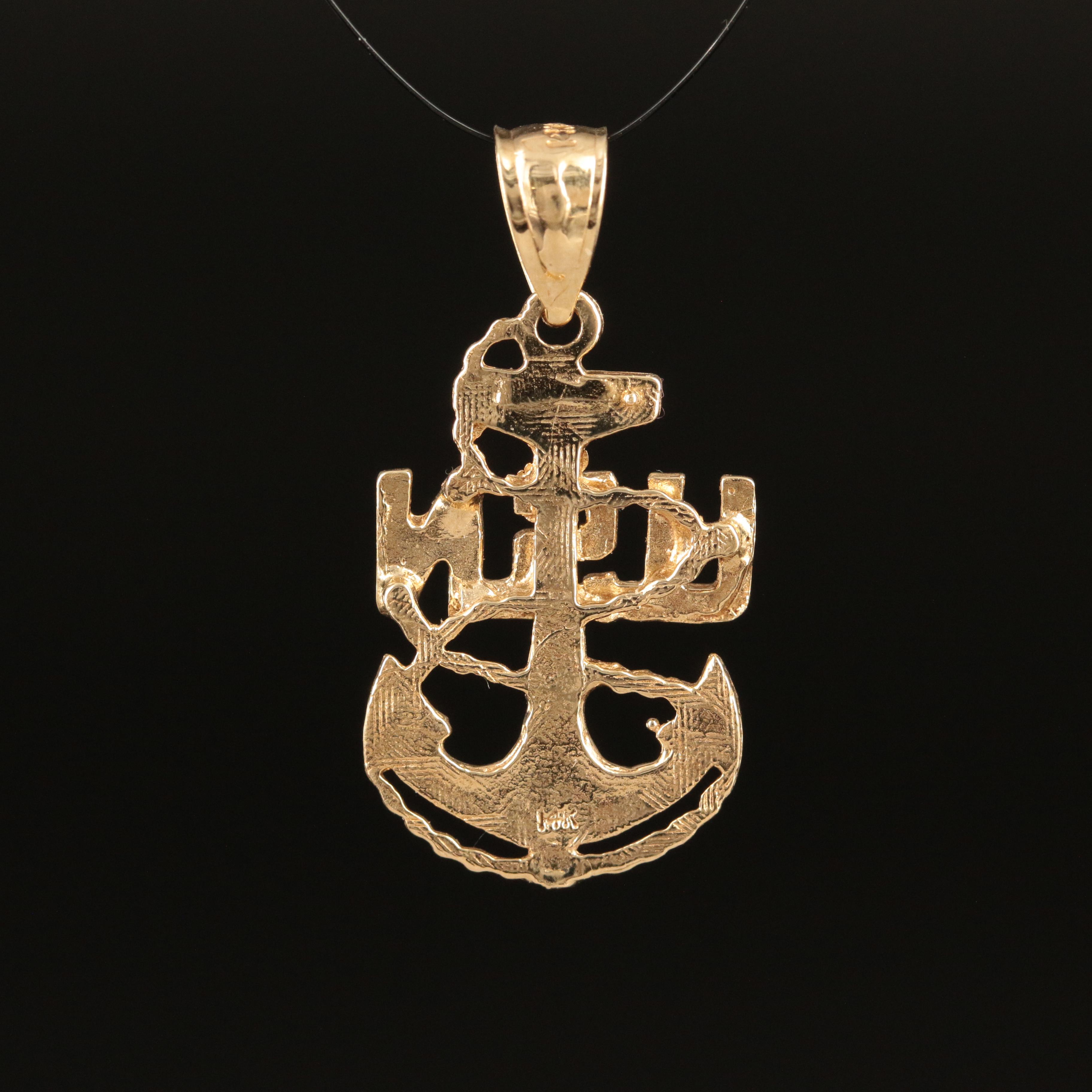 14K U.S. Navy Anchor Pendant