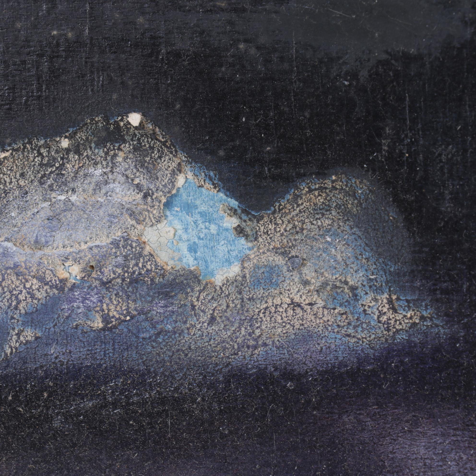 J. M. Richard Mixed Media Painting of Titanic and Icebergs, Late 20th Century